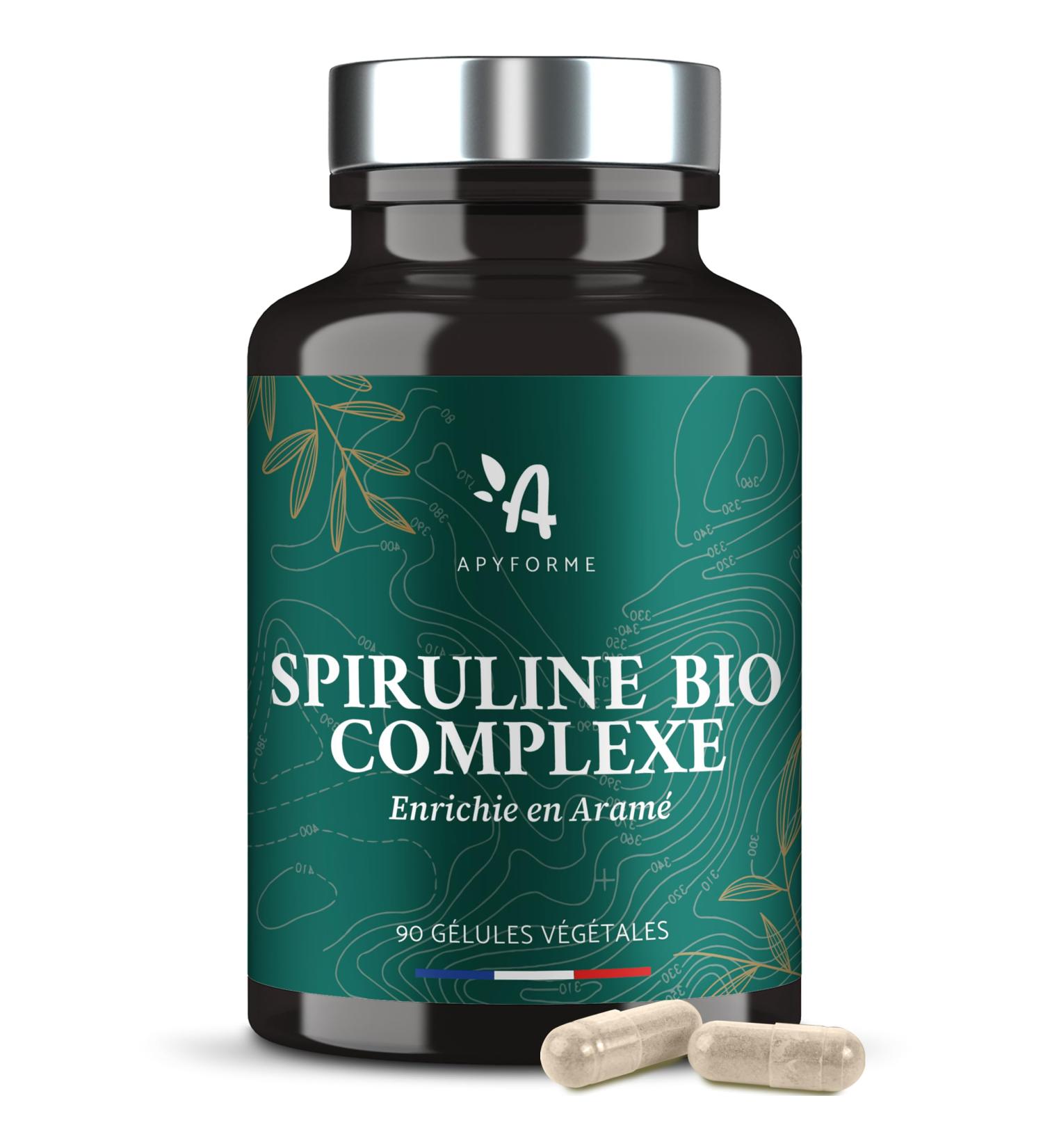 Apyforme - Organic Spirulina - Formula Enriched with Arame Algae from Ecklonia Bicyclis - Nutritive and Antioxidant Double Action - 120 Capsules - Made in France - Buy Online on GoSupps.com