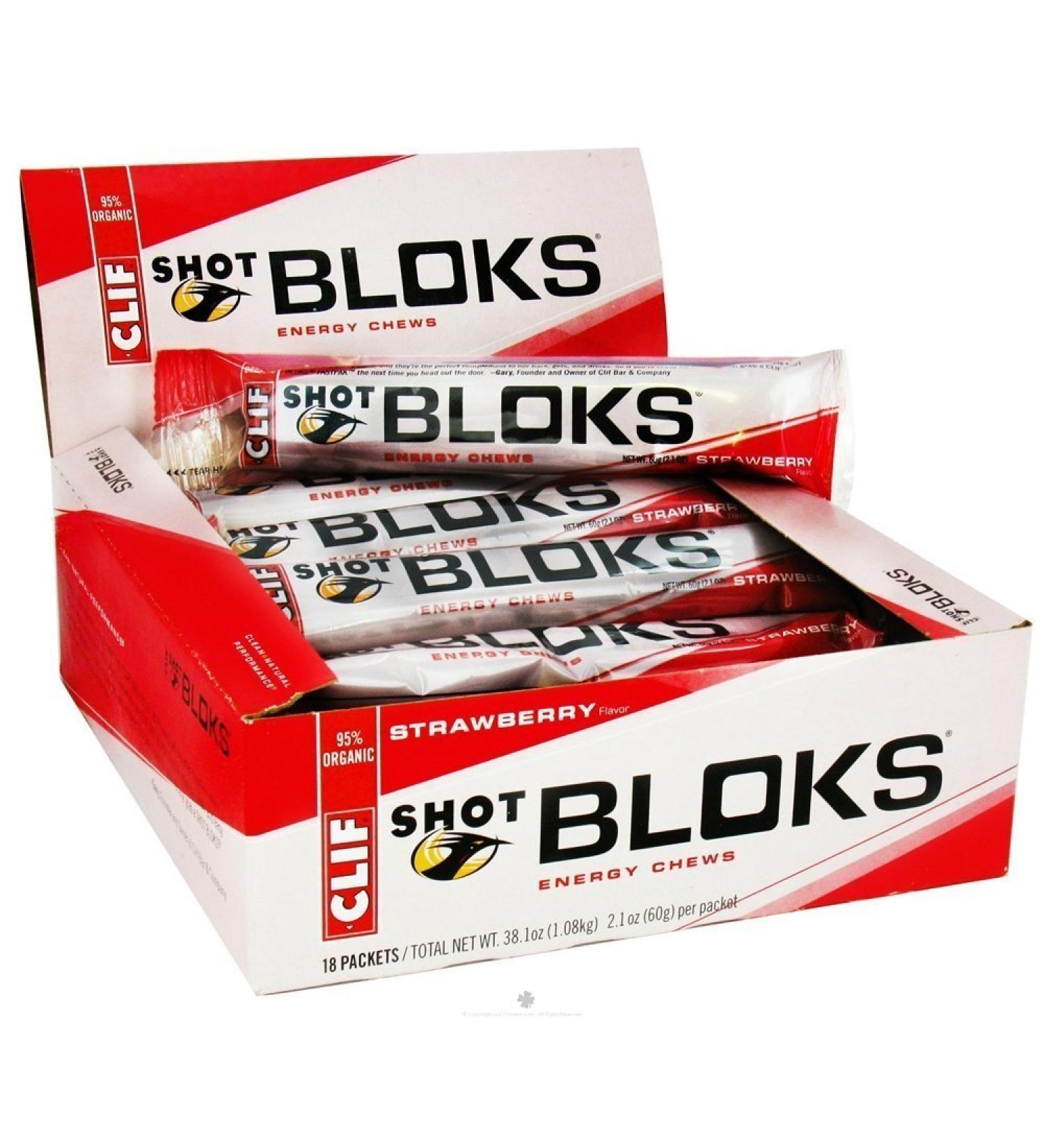  CLIF Bar Clif Bar Shot Bloks Strawberry 60g (Pack of 18) - Buy Online on GoSupps.com