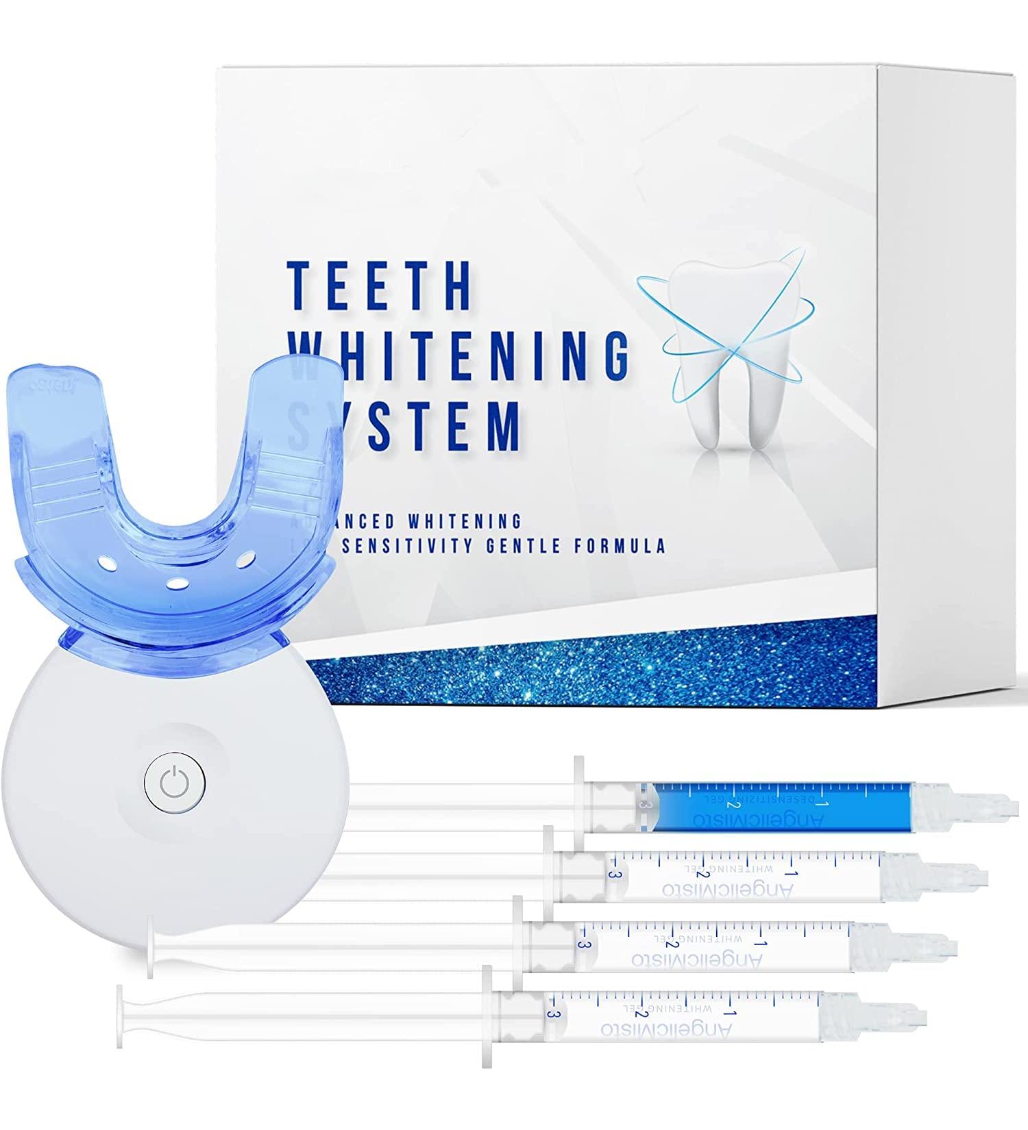 Professional Teeth Whitening Kit - 5X LED Light, 1 Mouth Tray, Desensitizing Gel, 3 Whitening Gels - 10 Minute Effect - Remove Stains at Home - 5 Piece Set - Buy Online on GoSupps.com