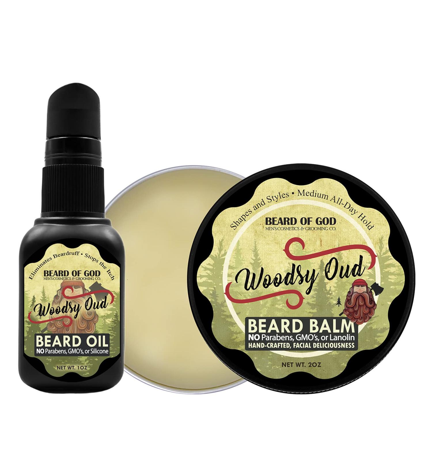 Woodsy Oud Beard Oil & Balm Conditioner Set - 1 oz. Oil + 2 oz. Balm in Travel Case - Natural Organic Handcrafted in USA - Buy Online on GoSupps.com