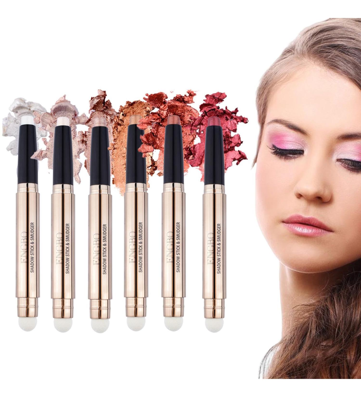 Eye Shadow Sticks Set - 6 Colors Makeup Eyeshadow Pencil Crayon - Long Lasting Natural Eye Shadow Highlighter Stick for Women Daily Use and Pochy A(1# 6#) - Buy Online on GoSupps.com
