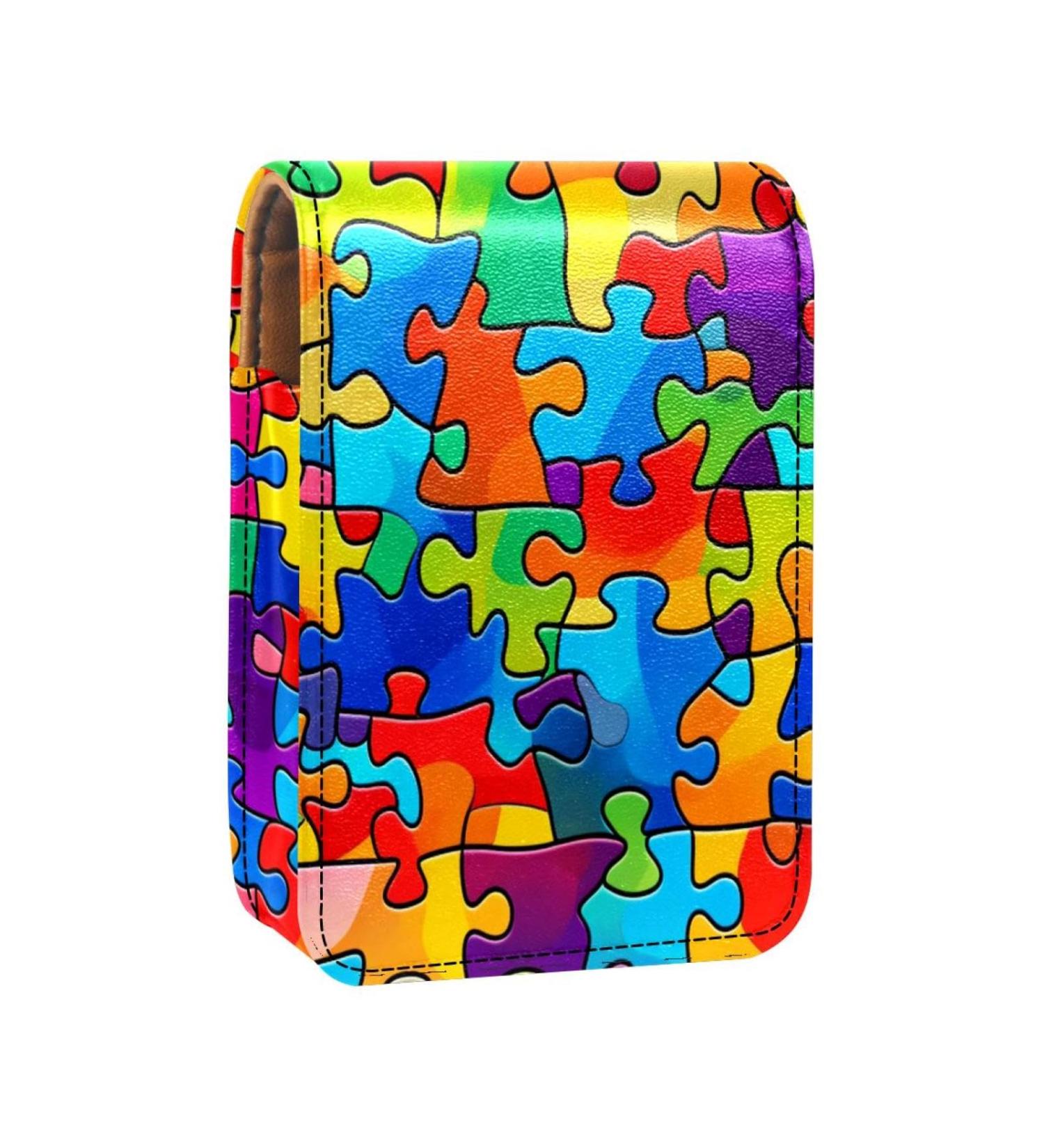 Travel Lipstick Organizer Case | Portable Makeup Bag with Mirror | Colorful Rainbow Design for Easy Cosmetics Storage - Buy Online on GoSupps.com