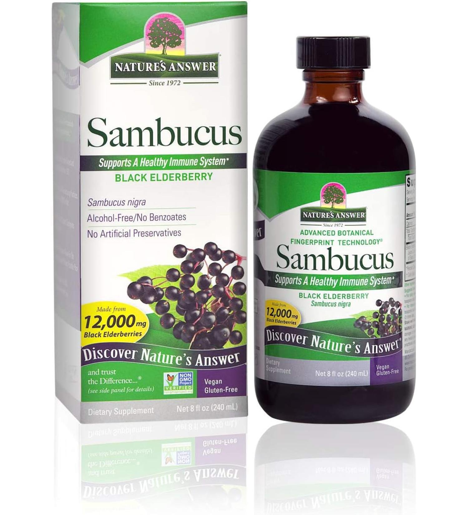 Nature's Answer Alcohol-Free Sambucus Black Elderberry Extract - High-Quality Immune Support - Buy Online on GoSupps.com