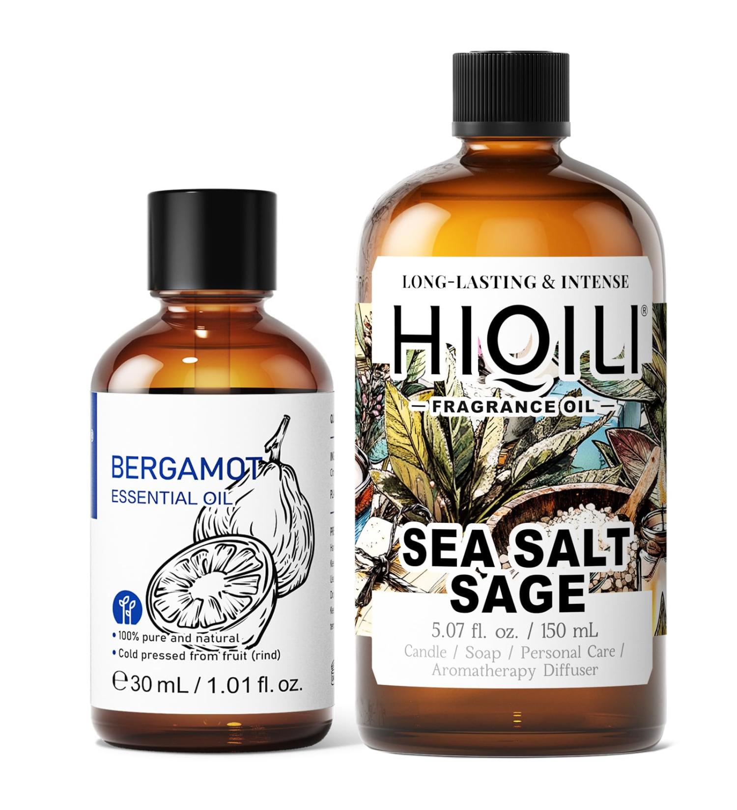 HIQILI 30ML Bergamot Essential Oil & 150ML Sea Salt Sage Fragrance Oil for DIY Diffuser - Buy Online on GoSupps.com