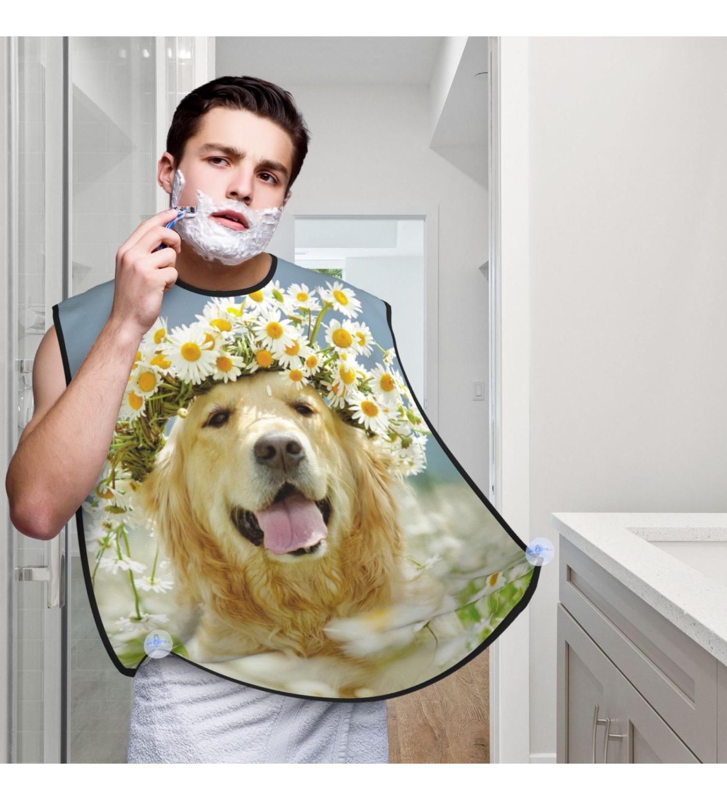 Golden Retriever Dog Beard Bib - Hair Catcher Apron for Men | Perfect Father's Day Anniversary & Holiday Gift - Buy Online on GoSupps.com