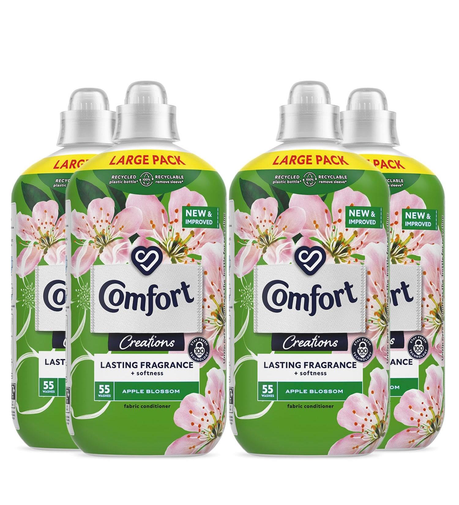 Comfort Creation Concentrated Fabric Conditioner with 100 Days of Long-Lasting Fragrance and Softness Intense Liquid Fabric Softener Apple Blossom 55 Washes 1.65L 4Pack - Buy Online on GoSupps.com