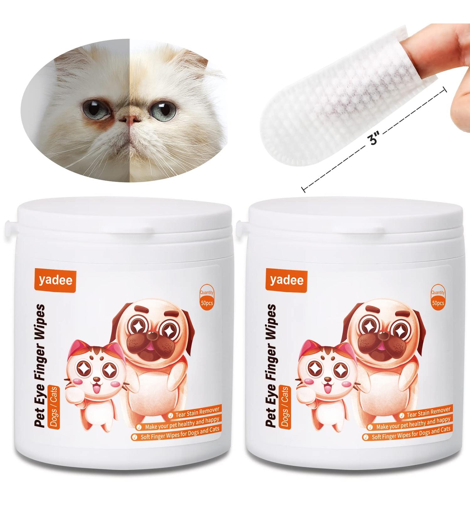 Dog Eye Wipes - Tear Stain Remover for Dogs & Cats | 100 Count Pet Finger Eye Wash Pads | Gentle & Unscented Eye Cleaning Wipes - Buy Online on GoSupps.com