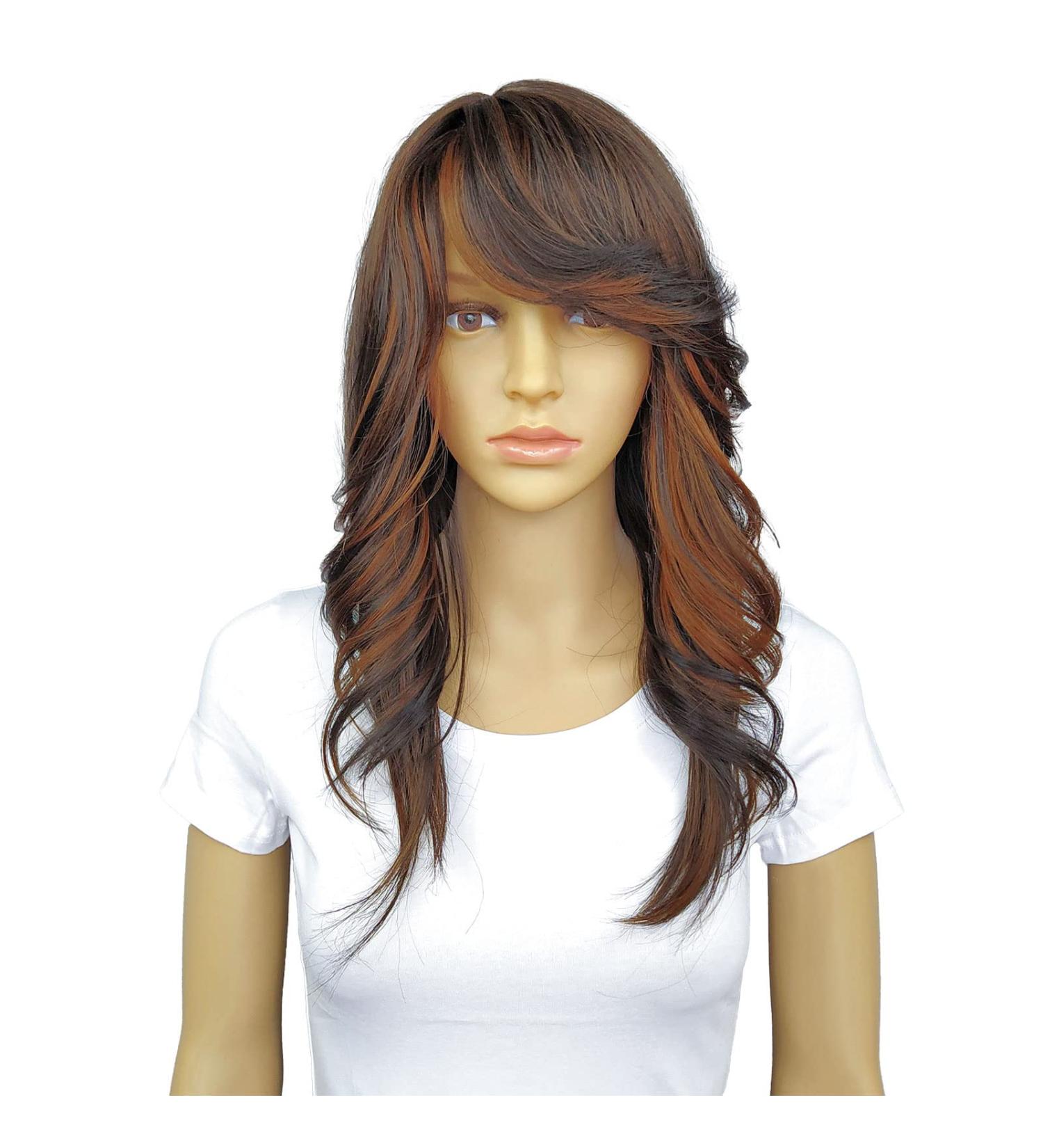 Ombre Brown Curly Wig with Bangs for Black Women - Synthetic Daily Party Cosplay Wig - Buy Online on GoSupps.com