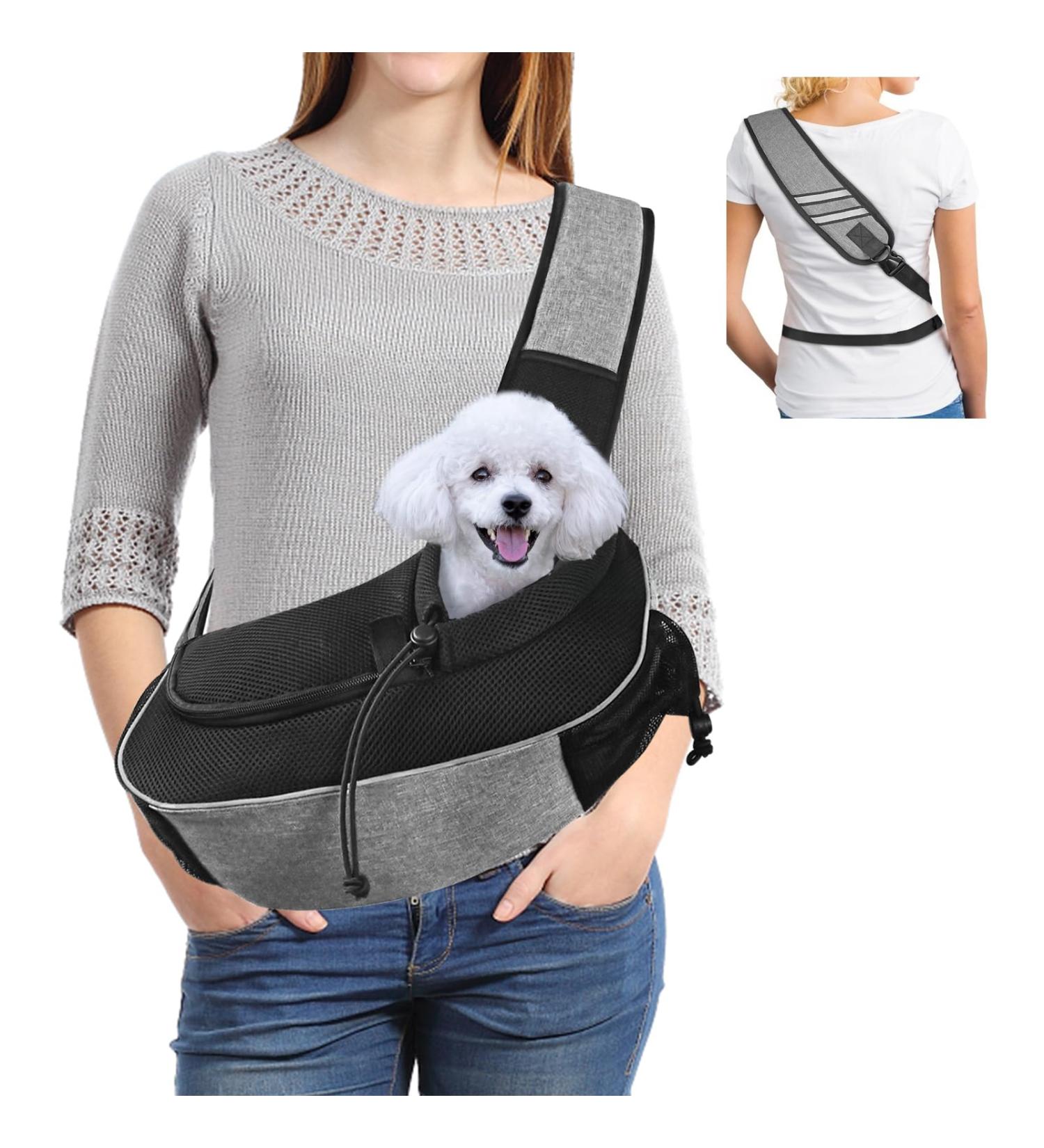 Gloppie Dog & Cat Carrier Bag - Adjustable Shoulder Strap Safety Hooks Outdoor Travel for Pets Up to 5kg - Gray - Buy Online on GoSupps.com