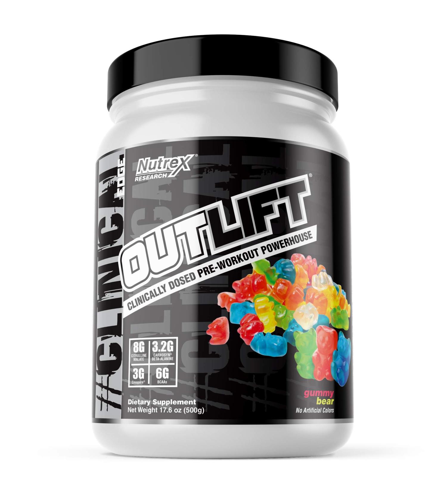 Nutrex Research Outlift Clinically Dosed Pre Workout Powder | Energy  Pumps  Citrulline  BCAA  Creatine  Beta-Alanine Preworkout Supplement for Men and Women | Gummy Bear 20 Serving - Buy Online on GoSupps.com