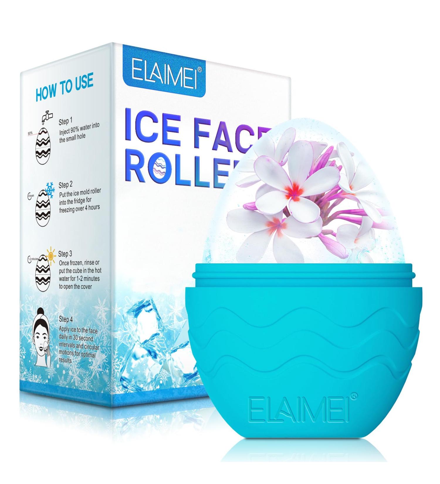 Buy Silicone Egg Shape Ice Roller - Reusable Face Care Massager for Puffy Eyes & Tightening Skin | Soothing Facial Treatment Tool (Blue - Buy Online on GoSupps.com