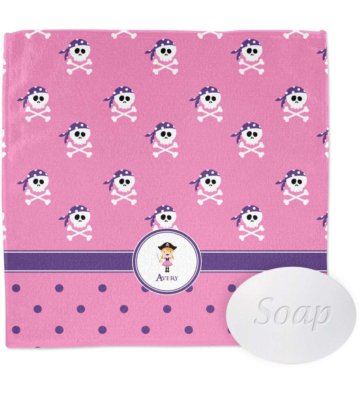 Personalized Pink Pirate Washcloth | Custom Baby Gift | YouCustomizeIt International Shipping - Buy Online on GoSupps.com