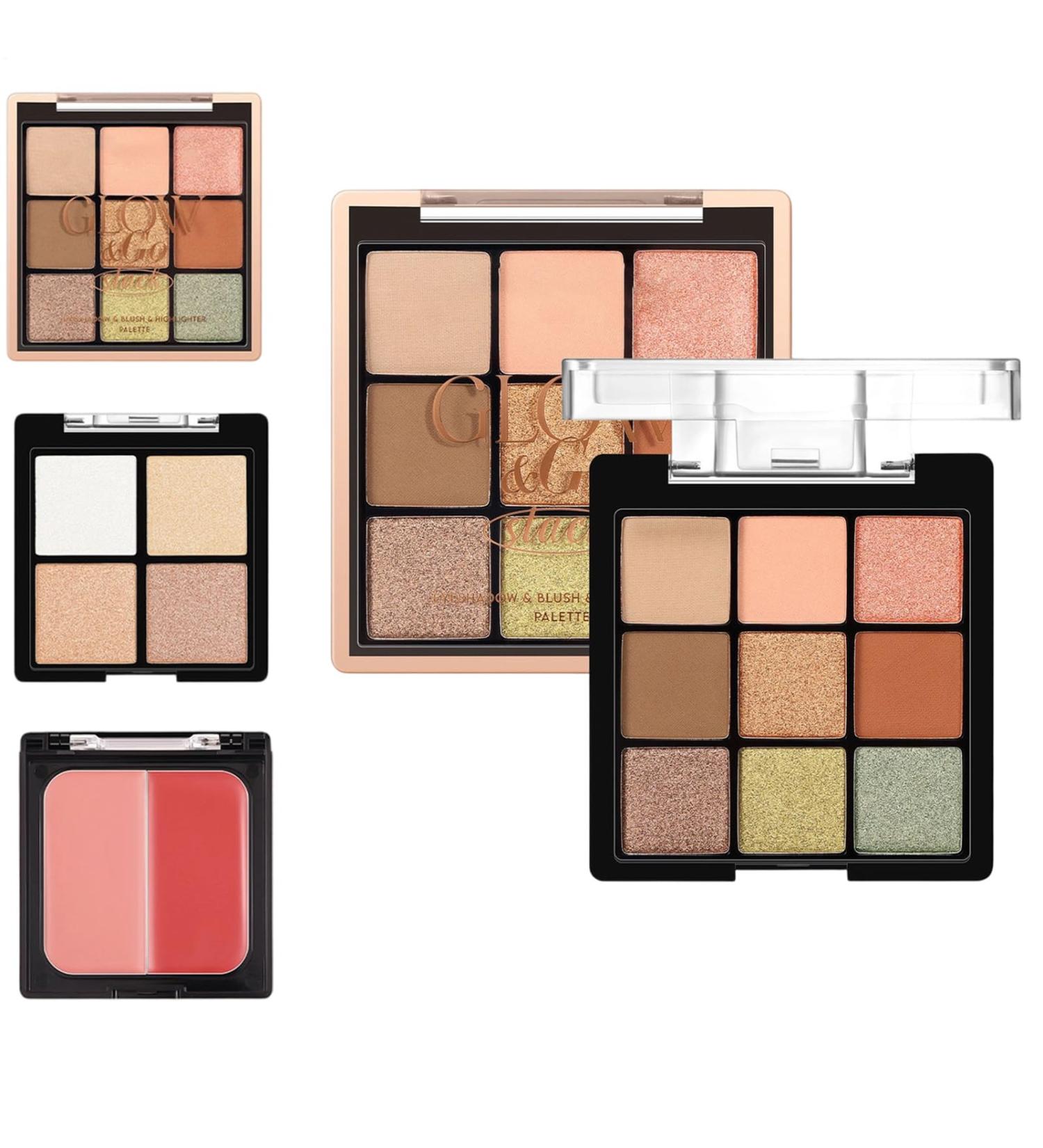 Eyeshadow and Blush Palette | Face Palette with Blush and Illuminator Cosmetic Satin and Matte Effects for Mature Skin Evenings Travel - Buy Online on GoSupps.com