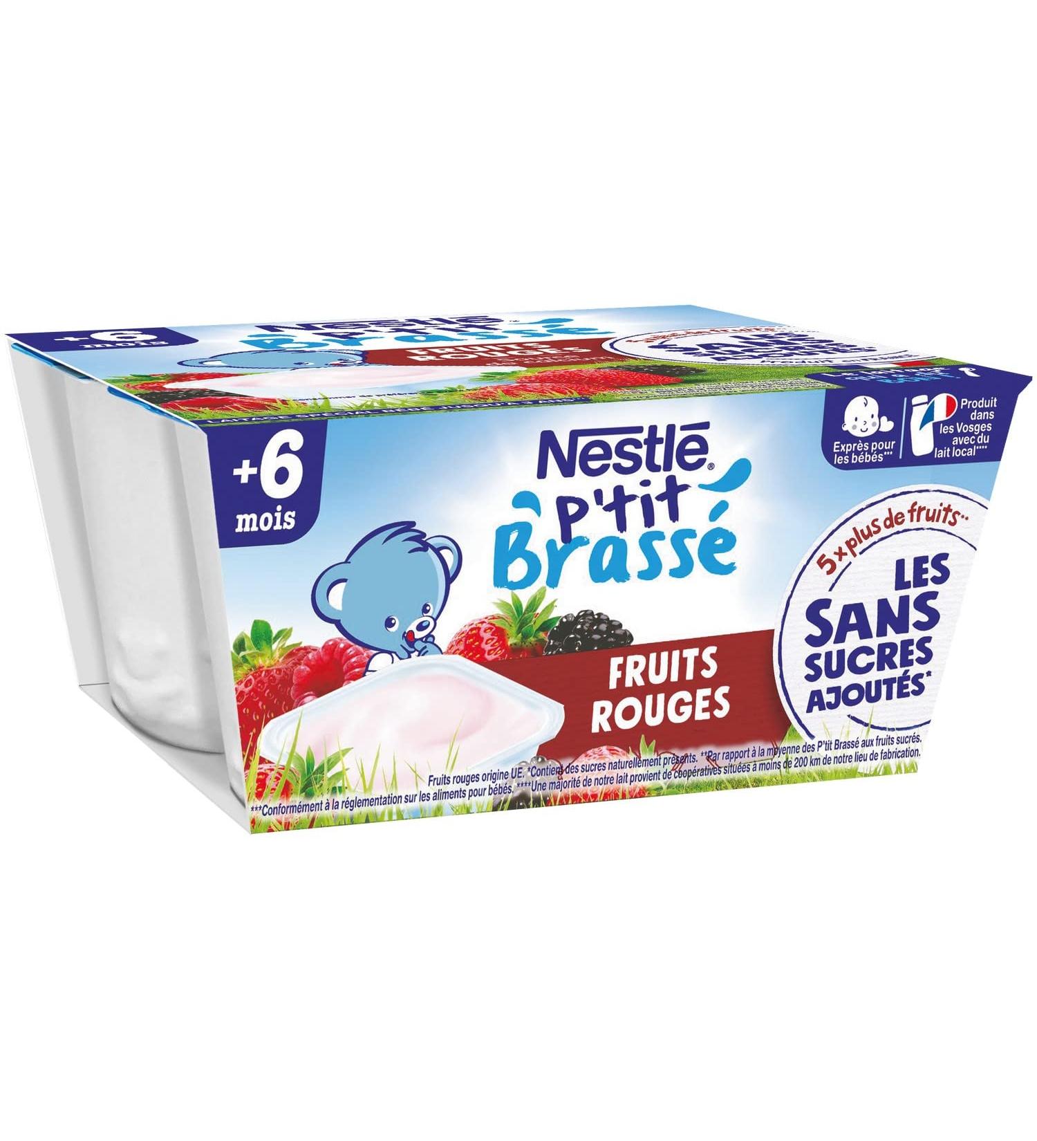 Nestl B b P'tit Brass Dairy Red fruits without added sugars - from 6 months - 4 x 90g (Packaging may vary) - Buy Online on GoSupps.com
