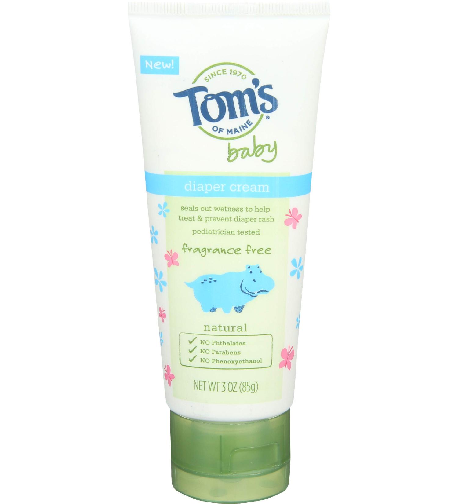 Tom's of Maine Fragrance-Free Baby Diaper Cream 3 oz - Unscented Diaper Lotion for Sensitive Skin - Buy Online on GoSupps.com