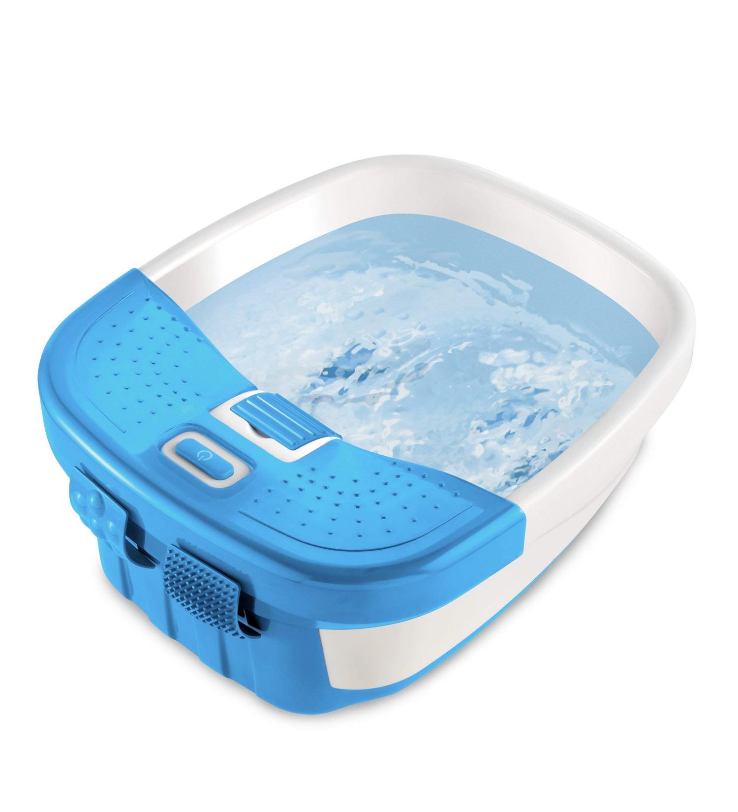 HoMedics Bubble Bliss Deluxe Foot Spa with Heat Massaging Arch - 3 Acupressure Attachments | Improves Circulation, Soothes Tired Muscles | Built-In Storage and Splash Guard | Blue - Buy Online on GoSupps.com