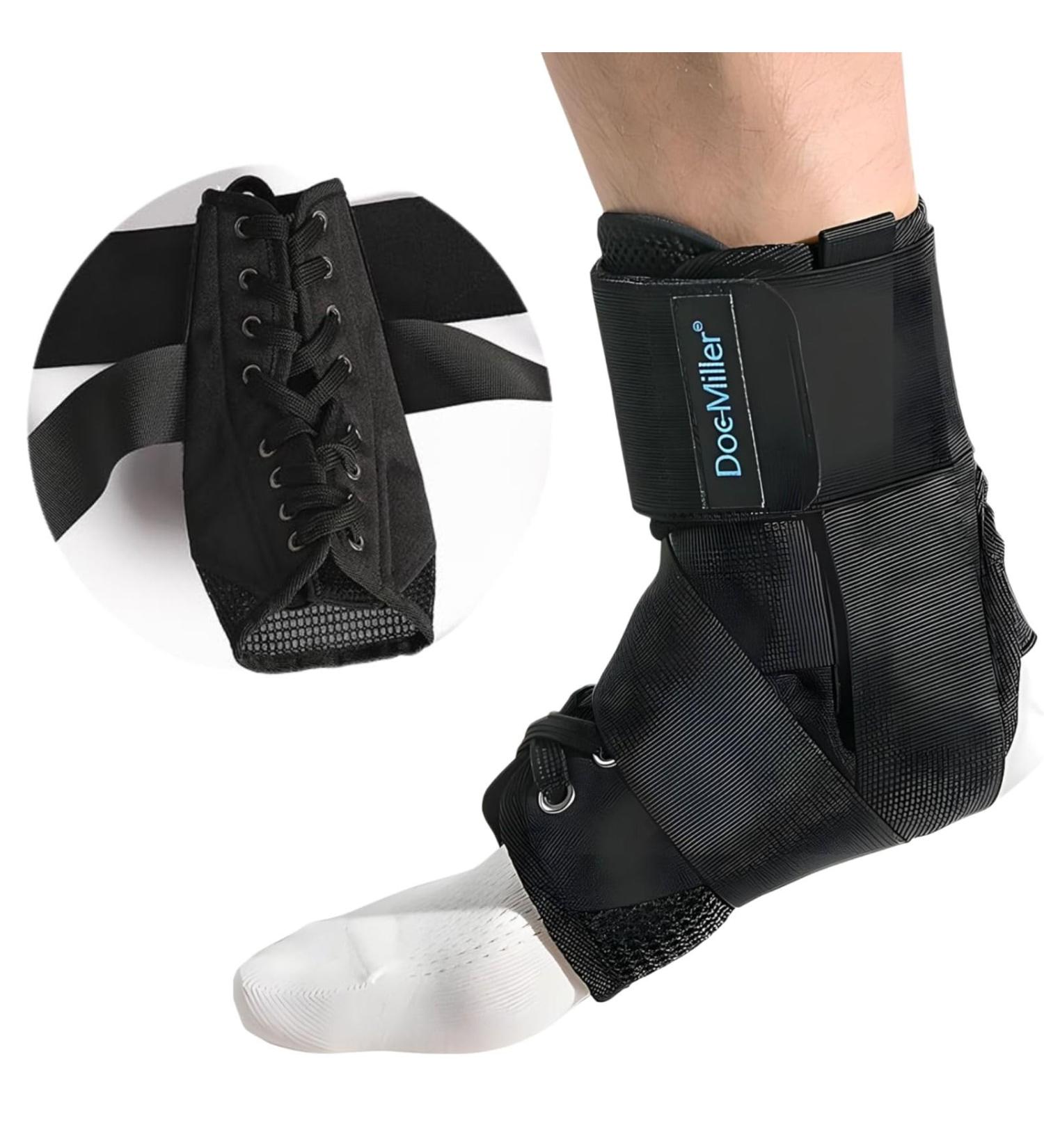 Doc Miller Ankle Brace for Women & Men - Plantar Fasciitis & Achilles Tendonitis Support | Ankle Sleeve & Stabilizer for Sprain & Joint Pain Relief - Medium Black - Buy Online on GoSupps.com