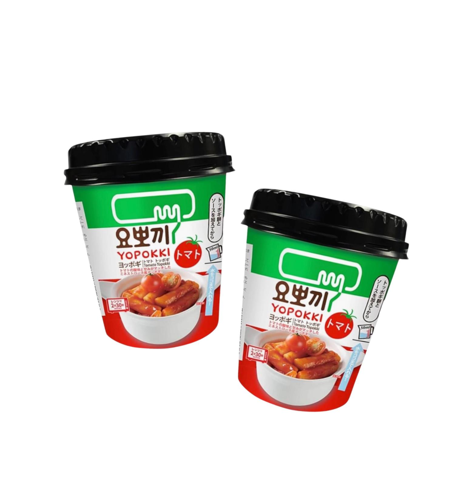 Yopokki Tomato Rice Cake Double Pack - Korean Instant Tteokbokki Cup - 2x120g - Authentic Asian Snack - Buy Online on GoSupps.com