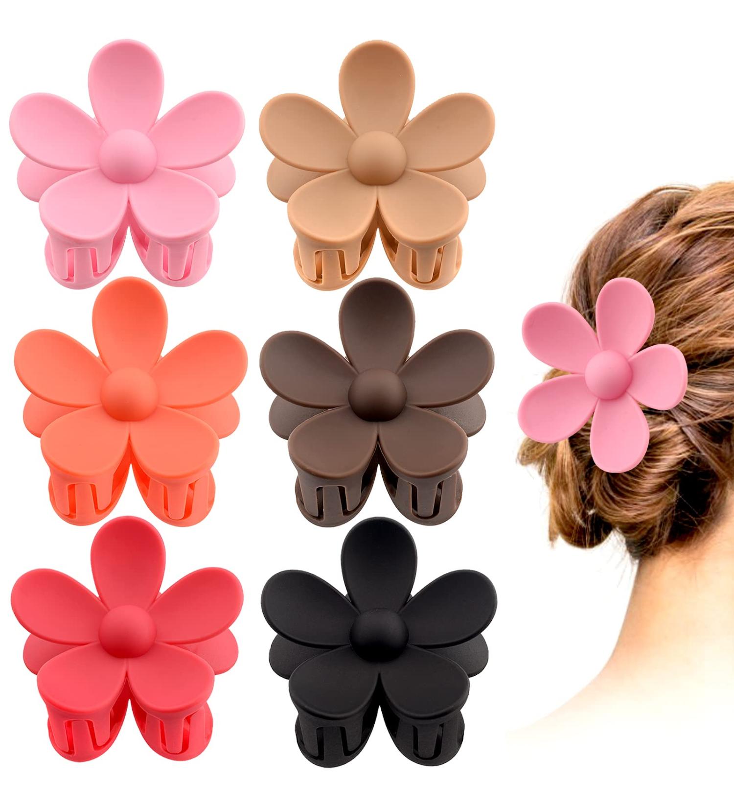 6 Pack Large Flower Hair Claw Clips for Women - 3 Inch Matte Clips - Strong Hold Jaw Clip for Thin, Thick, Curly Hair - 90's Vintage Style - Buy Online on GoSupps.com