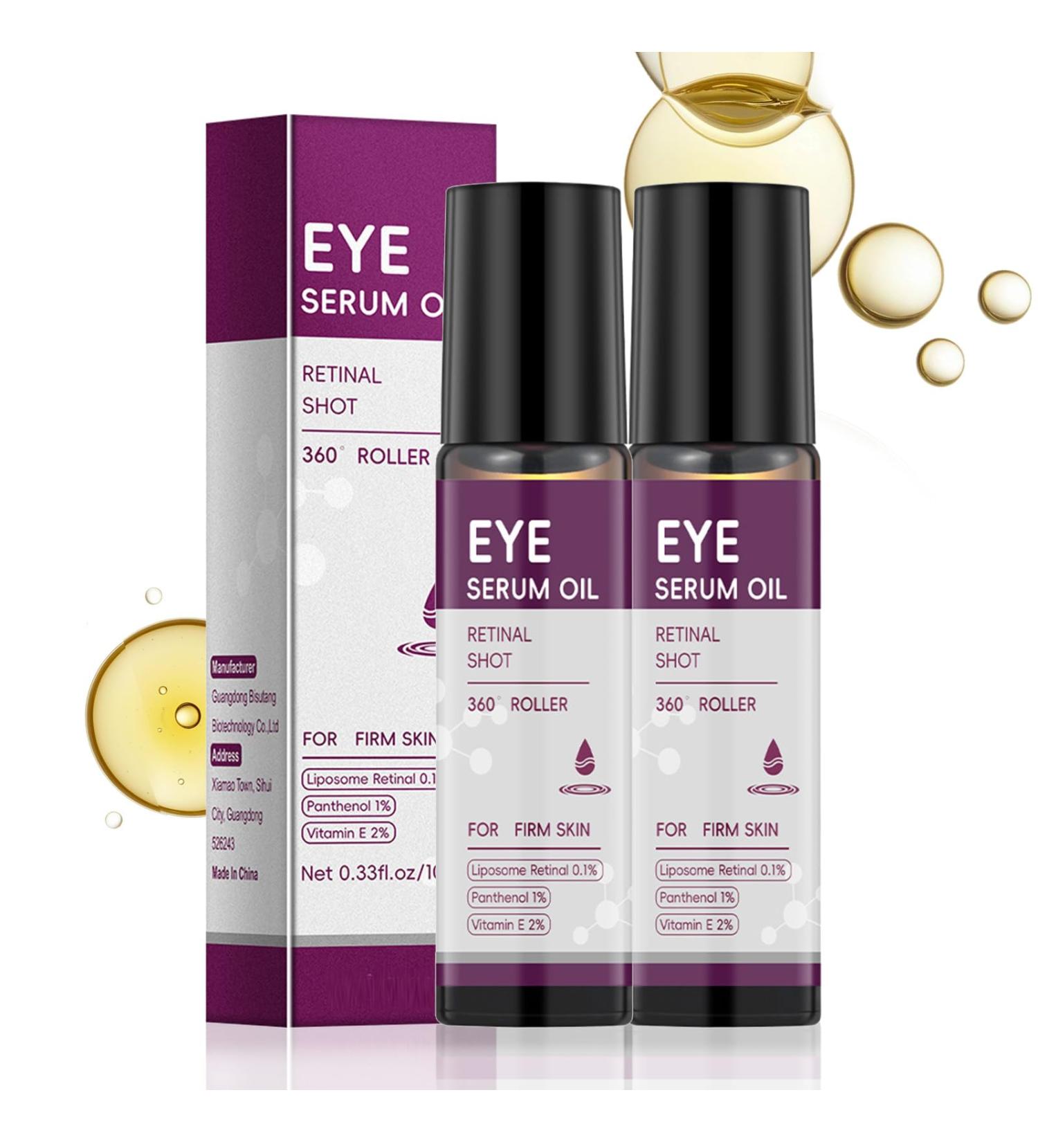 Retinol Eye Serum with Roller 2PCS Anti-Aging Eye Serum for Dark Circles & Puffiness Smooths Fine Lines & Deep Moisturize Skin for a Firm Smooth Youthful Look | 0.66 Fl.Oz - Buy Online on GoSupps.com