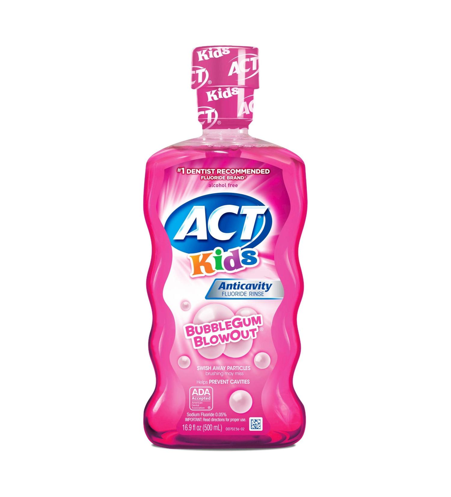 ACT Kids Anticavity Fluoride Rinse Bubble Gum Blow Out 16.9 oz