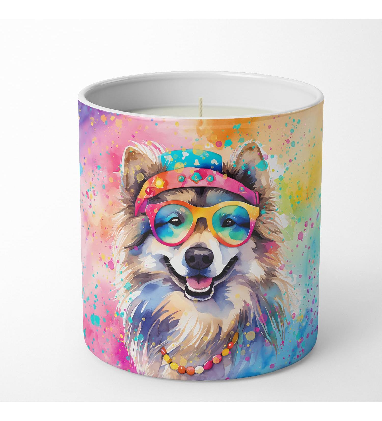 Caroline's Treasures Keeshond Hippie Dawg Soy Candle - 10 oz Decorative Home Decor with Essential Oils | Perfect Gift for Bedroom Kitchen & Office - Buy Online on GoSupps.com