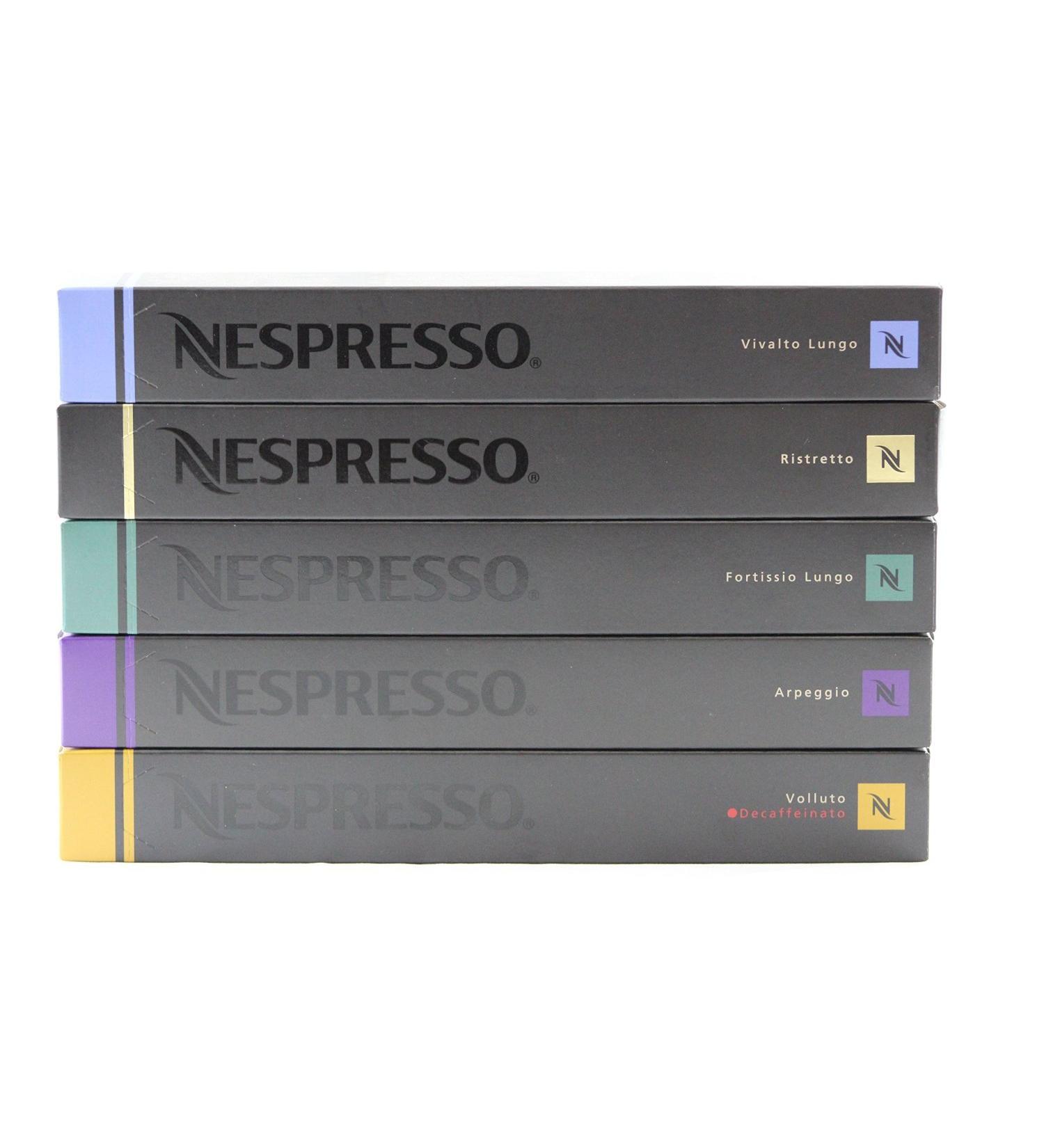Nespresso 50 Nespresso capsules (10 x Vivalto Lungo 10 x Ristretto 10 x Fortissio Lungo 10 x Arpeggio 10 x Volluto decaffeinated)