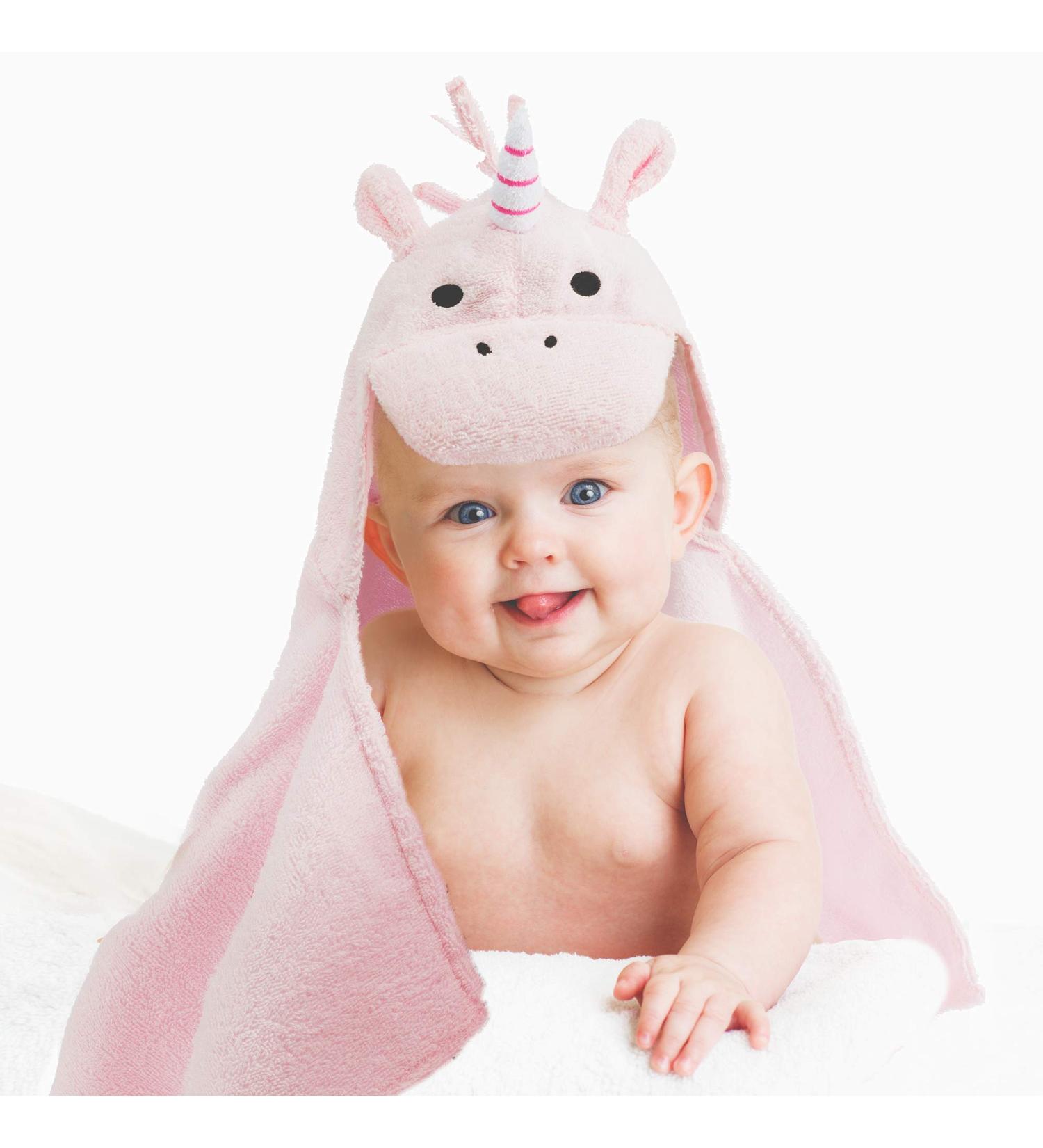 All Kids United Eco-Friendly 100% Cotton Baby Hooded Towel - Soft & Absorbent Pink Bath Towel for Babies & Children | 76 x 60 cm - Buy Online on GoSupps.com