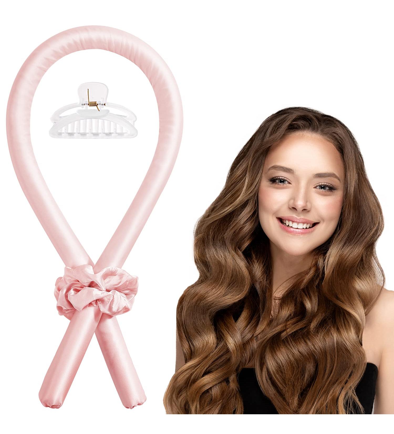 Colorfarm Heatless Hair Curler Set - Champagne Pink | Overnight Hair Curling Rod with Satin Headband, Scrunchies, and Clips - Buy Online on GoSupps.com