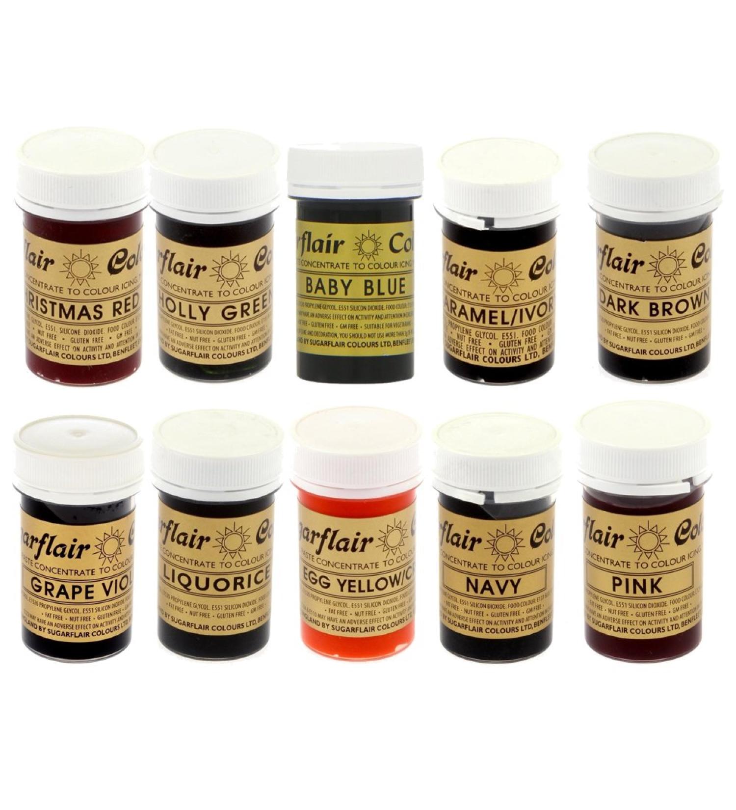 Sugarflair Top 10 Spectral Paste Food Colour Set