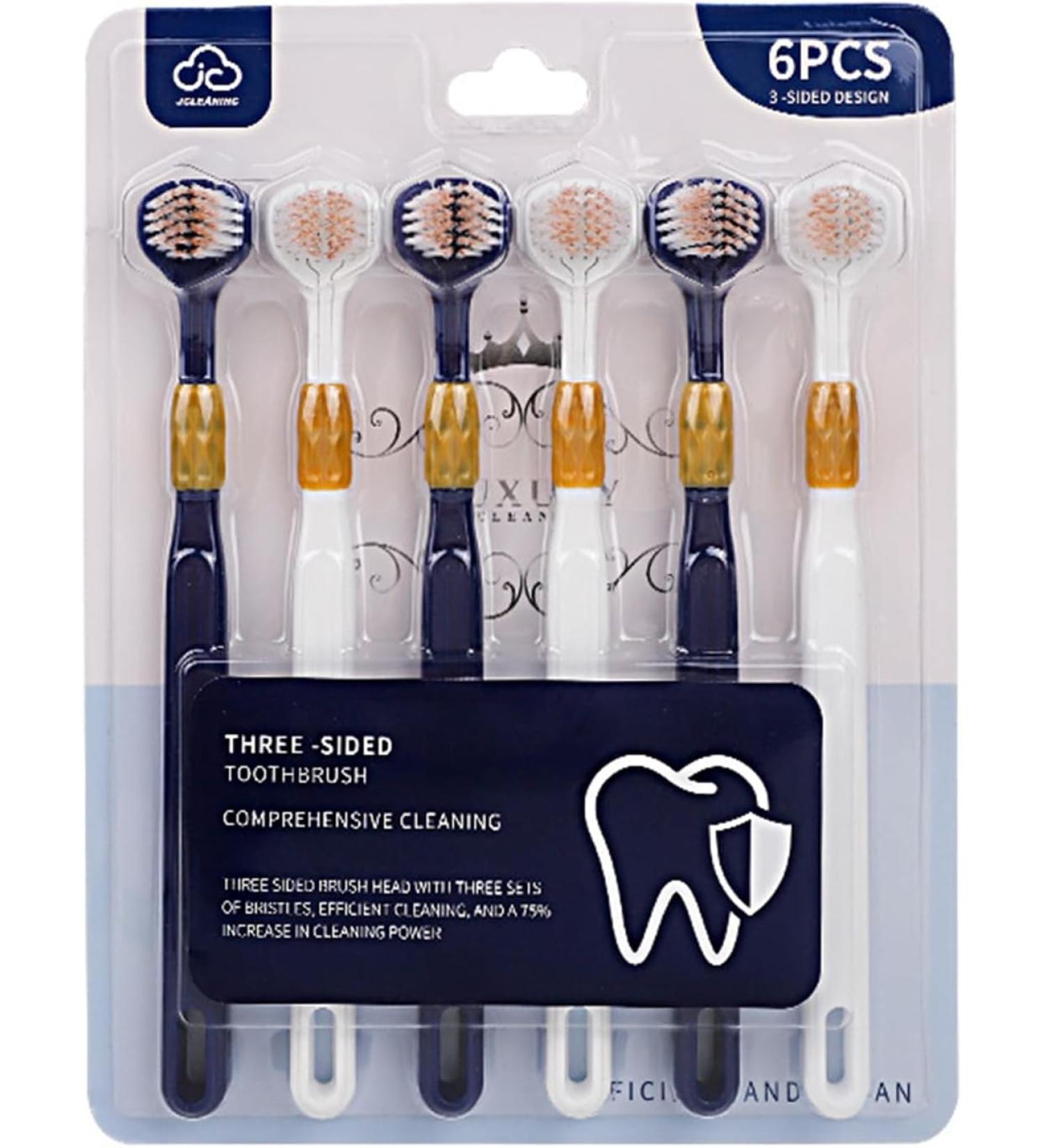 YILANJIN Toothbrush with Soft Bristles for Adults Portable Three-sided for Children 3-Sided Small Manual for Children - Multi Colour - Pack of 6  - Buy Online on GoSupps.com