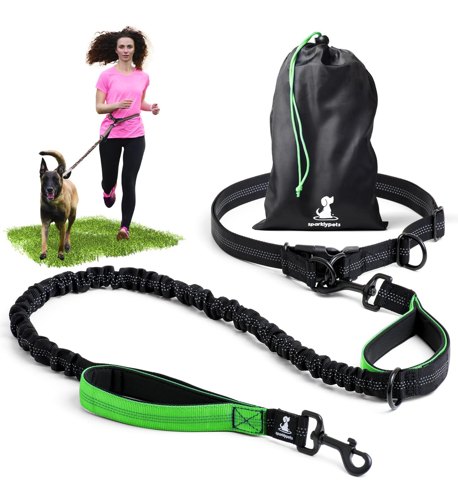 2-in-1 Jogging Line & Leash for Large/Medium Dogs | Double Handle Belly Belt Dog Leash - Perfect for Walking Jogging & Hiking - Buy Online on GoSupps.com