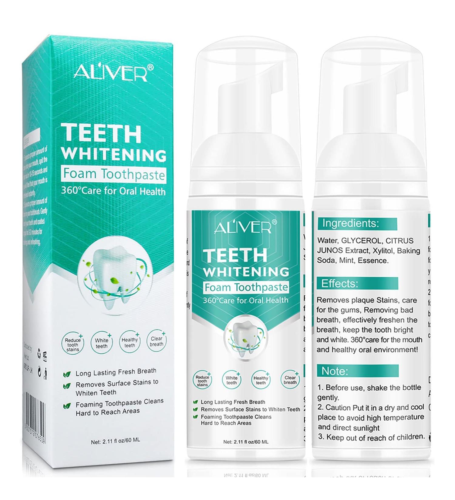 Fluoride-Free Foam Toothpaste (2 Pack) for Pain-Sensitive Teeth | Whitening & Deep Cleaning Formula - Buy Online on GoSupps.com