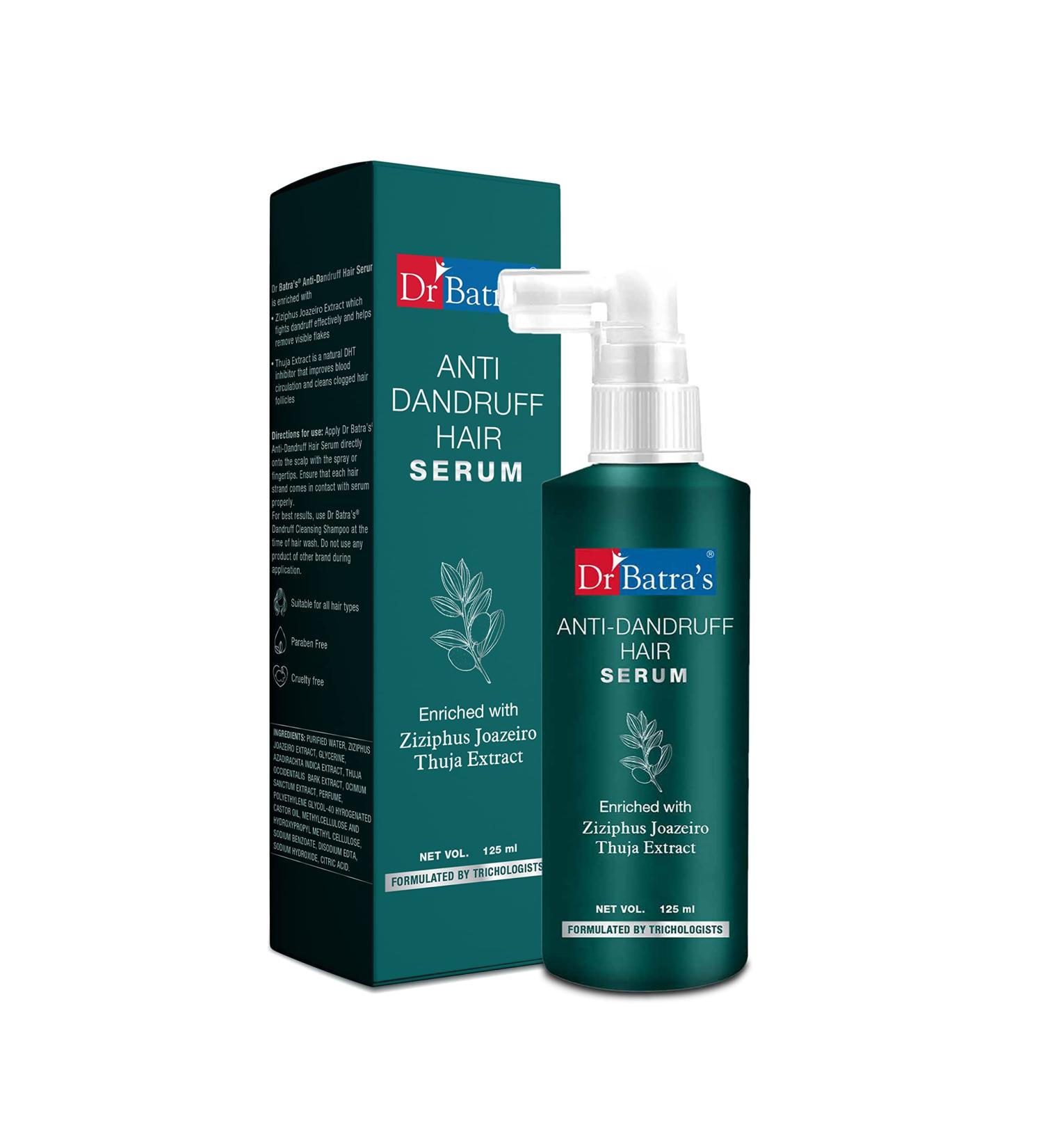 Dr Batra's Anti-Dandruff Hair Serum - Natural Extracts for Healthy Scalp | Paraben & Sulfate Free (125 ml - Buy Online on GoSupps.com