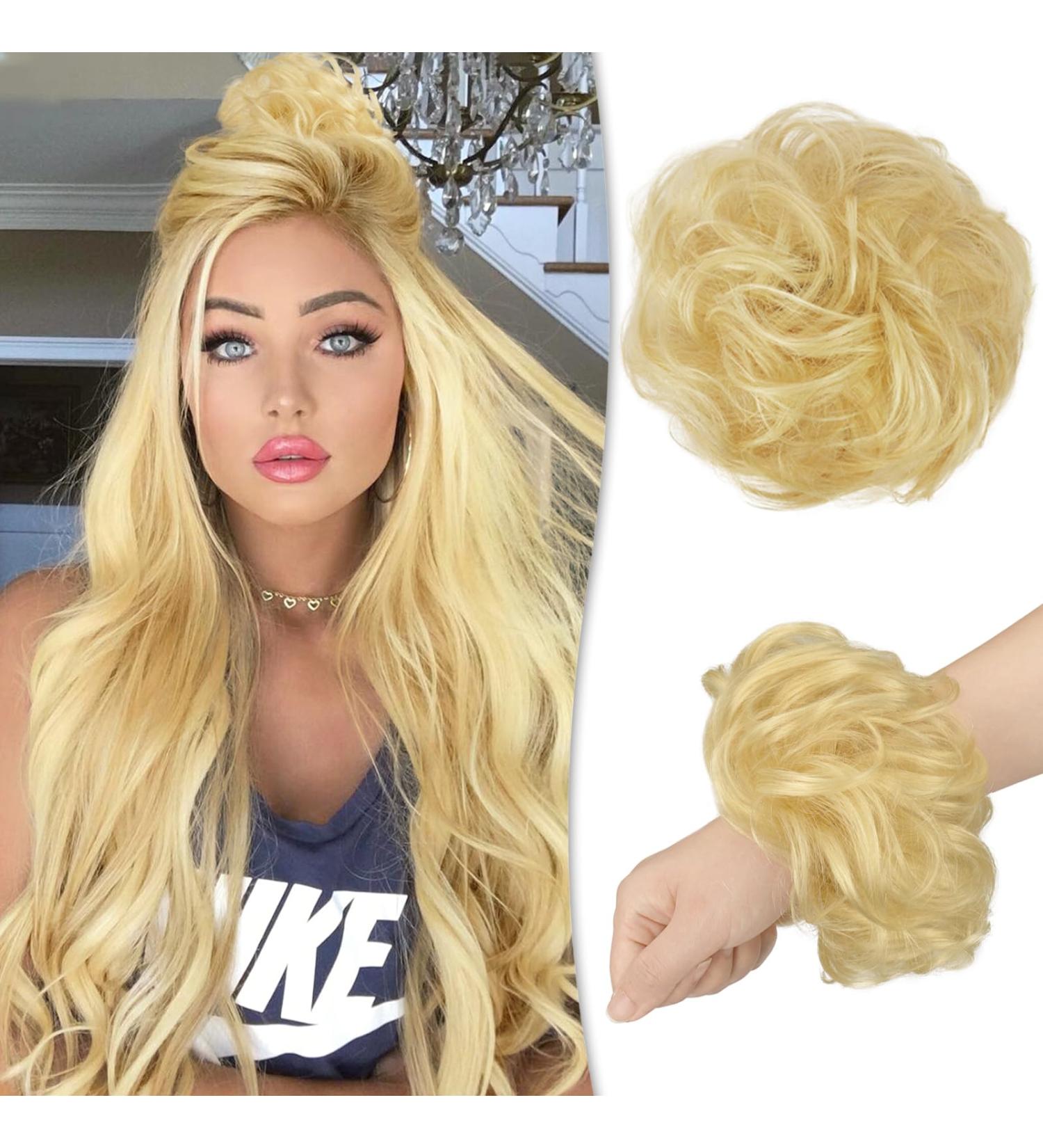 Ruwiss Unorderment 100% Real Hair Rose Dutt - Bleach Blonde Hair Scrunching Extension for Women | Ponytail & Messy Roll Bun (1 Piece) - Buy Online on GoSupps.com