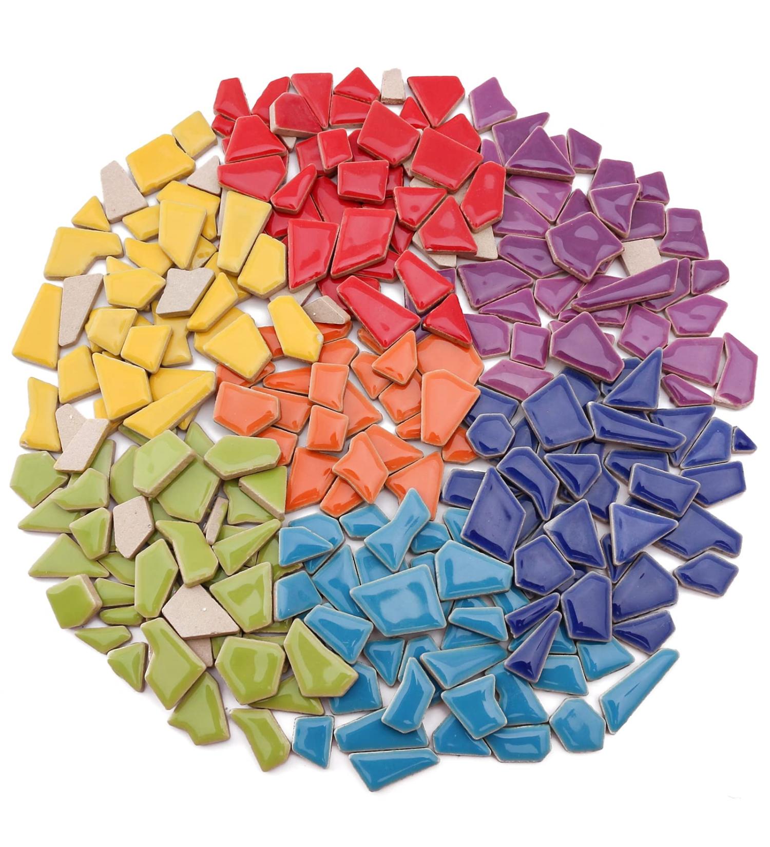 Youway Style 454g Ceramic Mosaic Tiles for Crafts - Bulk Broken Tiles for Mosaic Kits - 1lb Mosaic Craft Supplies - Multicolor - Buy Online on GoSupps.com