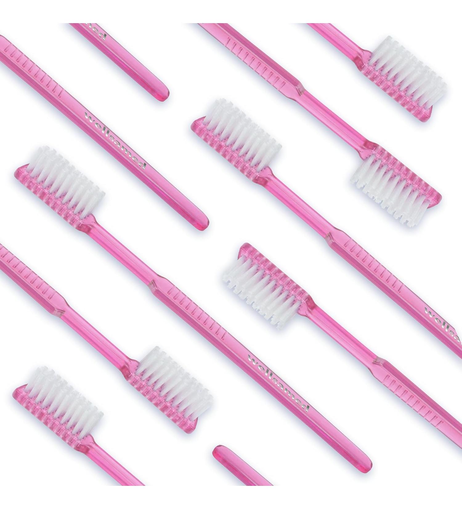 Wellsamed Wellsabrush Disposable Toothbrushes Impregnated with Toothpaste Pink Ideal for Travel and Travel - Pack of 100 - Buy Online on GoSupps.com