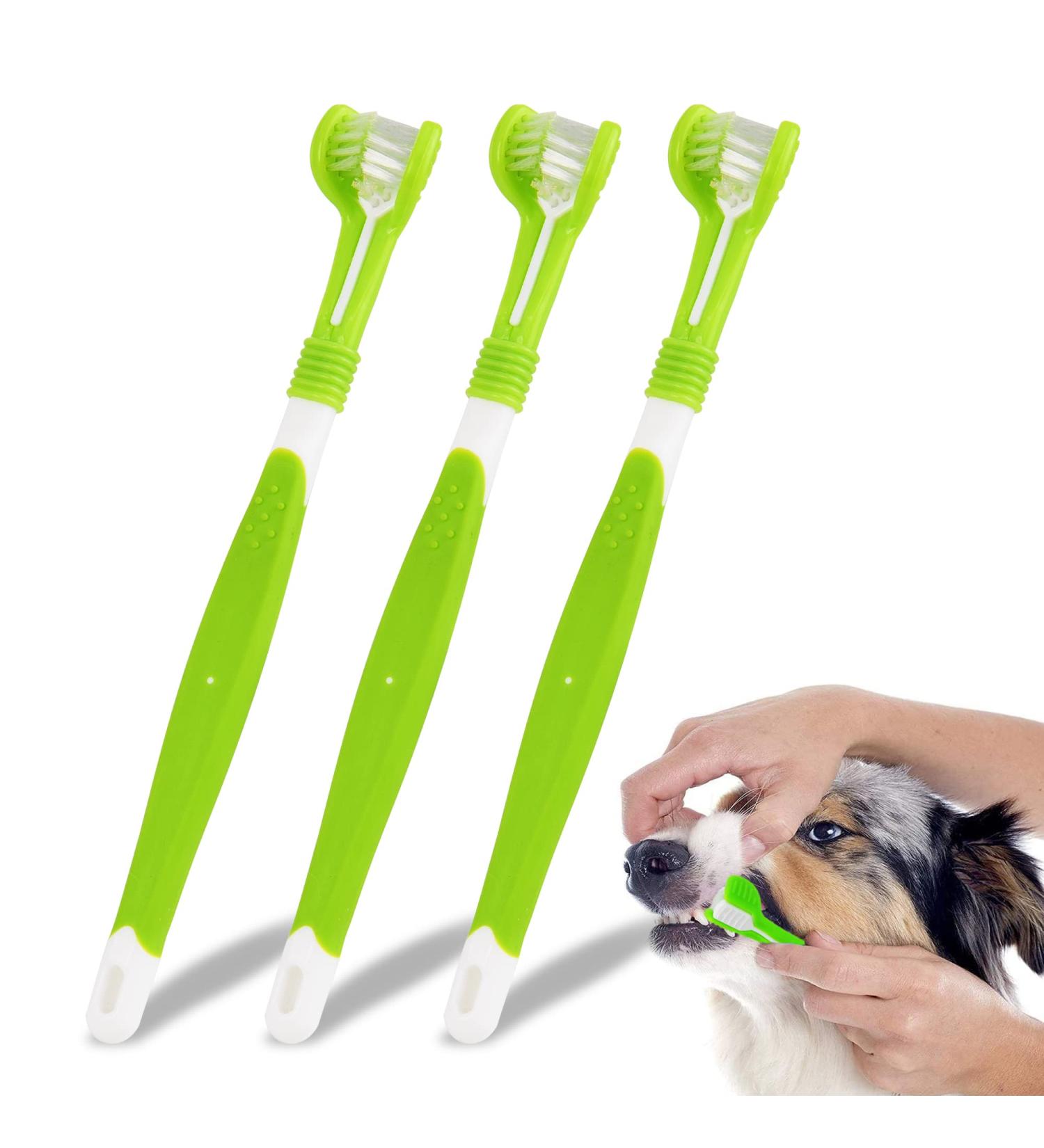 KTL 3 Pcs Dog Toothbrush Three Heads Toothbrush for Pet Teeth Care - Buy Online on GoSupps.com