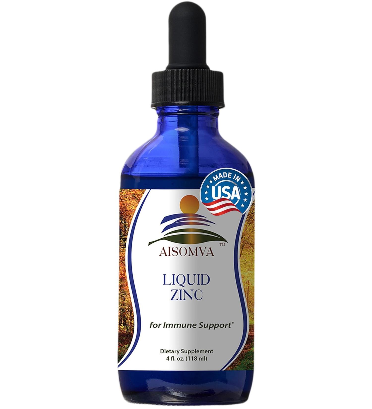 AISOMVA Liquid Zinc Drops - High Absorption Zinc Supplement for Immune Support Healthy Bones & Skin - Fast-Acting & Made in USA (4 Fl Oz) - Buy Online on GoSupps.com