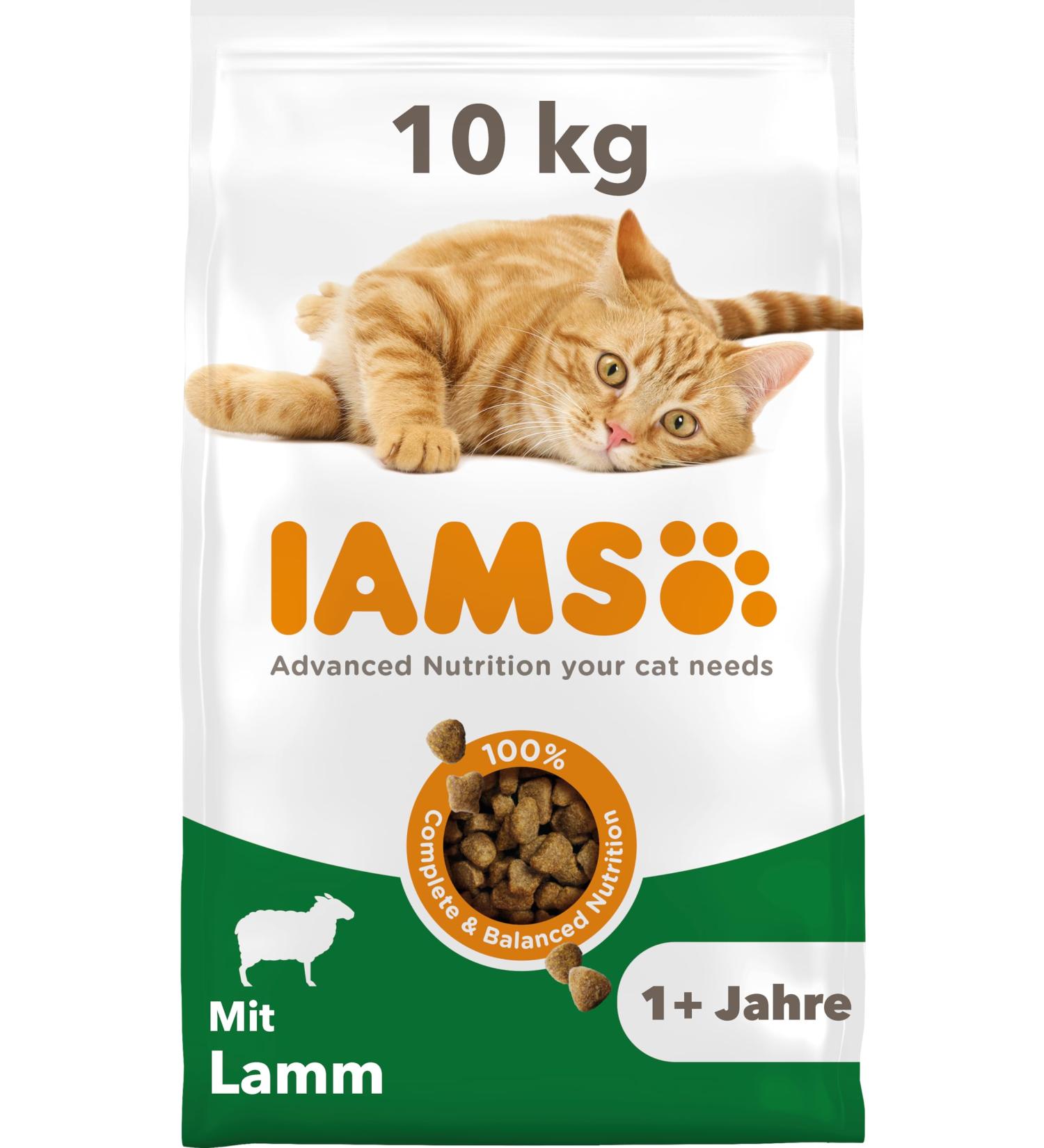 IAMS Dry Cat Food with Lamb - 10 kg for Cats Aged 1-6 Years | Premium Nutrition - Buy Online on GoSupps.com