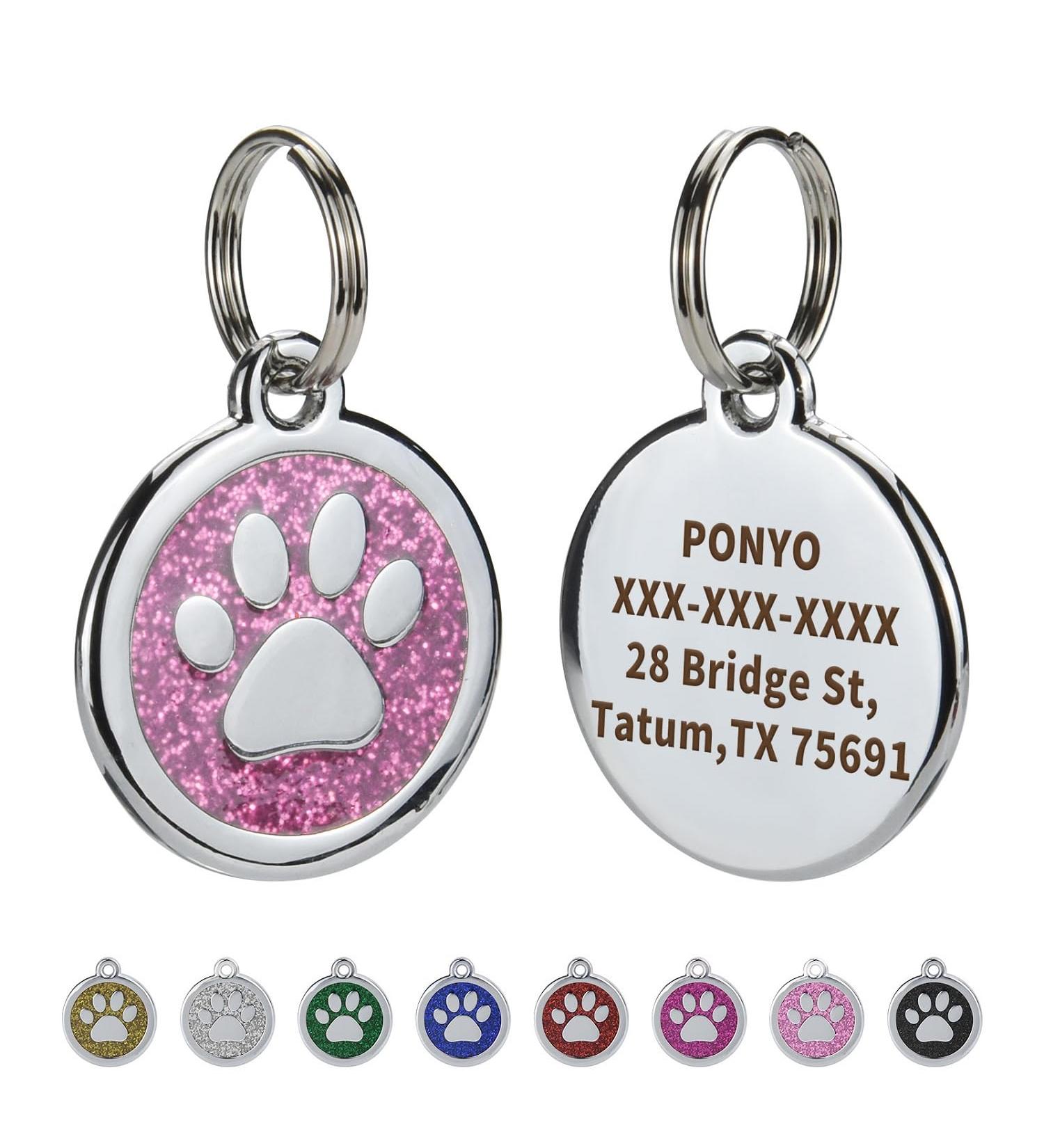 Personalized Pet ID Tags for Dogs and Cats Custom Laser Engraved Name and Number Zinc Alloy Cute Paw Shaped Dog Collar ID Tag.3Pack(Pink) Pink 3 Pack - Buy Online on GoSupps.com