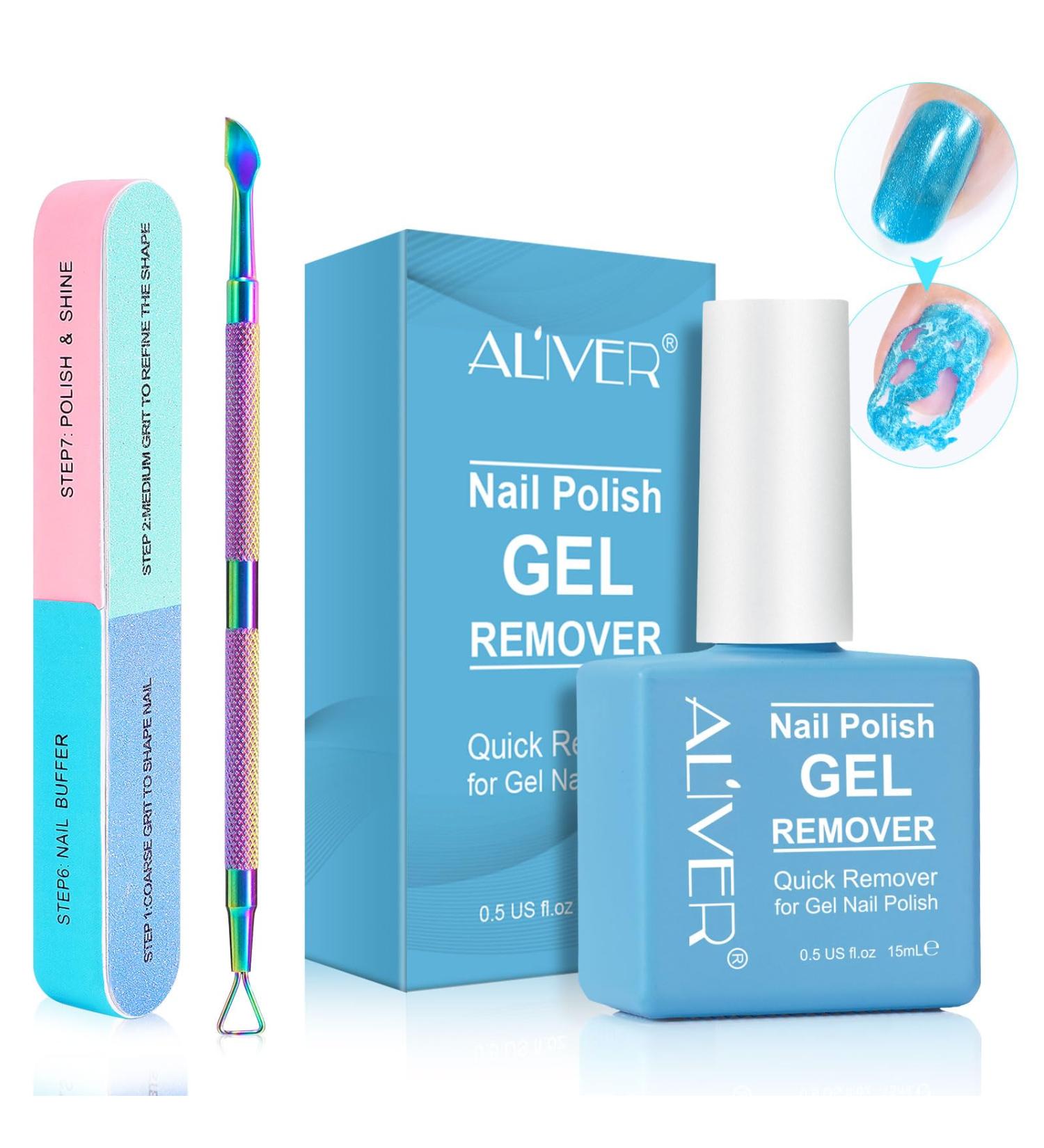 Professional Gel Nail Polish Remover 0.5 Fl Oz - Fast & Gentle Polish Removal with Nail File & Scraper - Perfect for At-Home Use - Buy Online on GoSupps.com