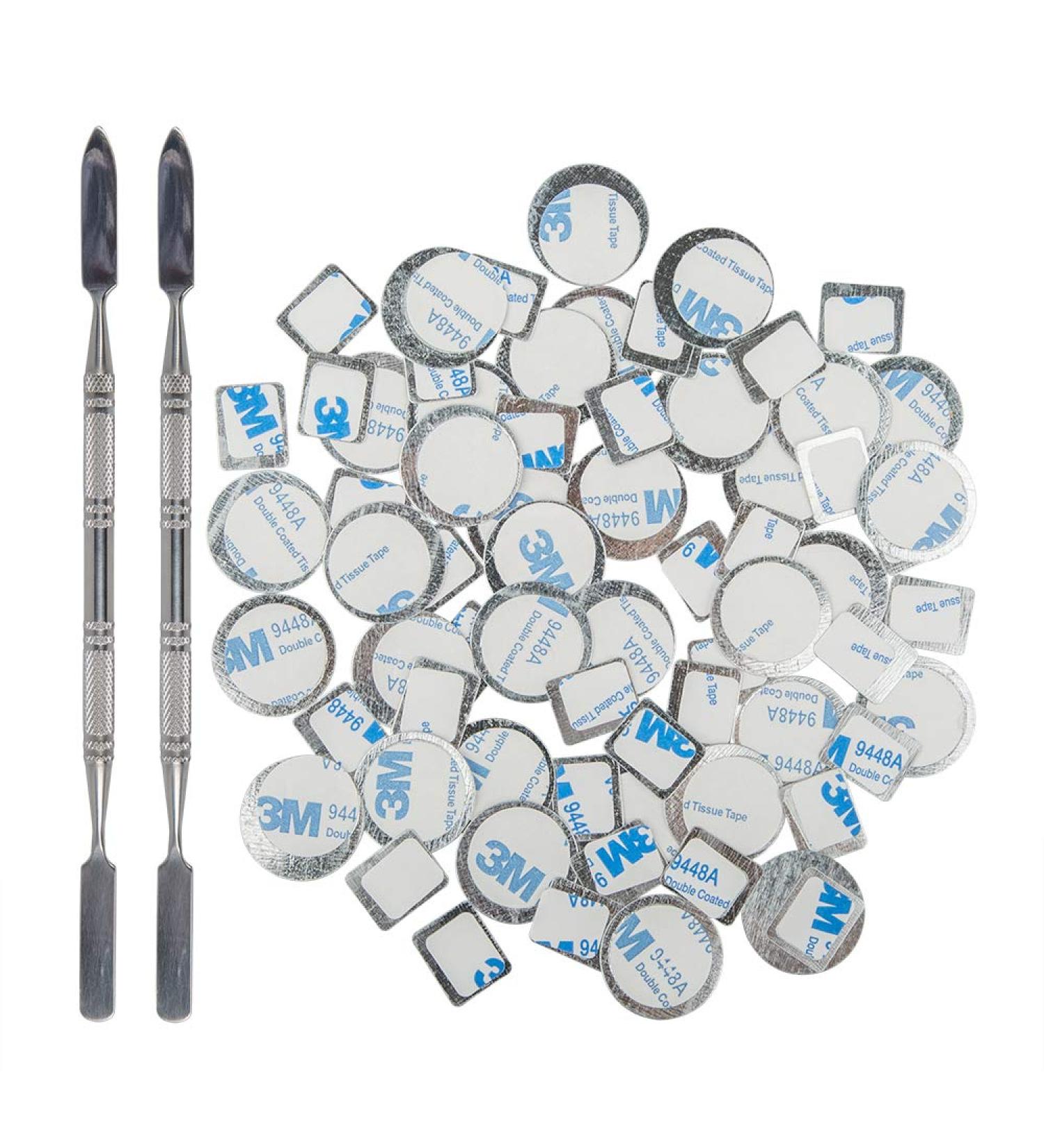 DanziX 70Pcs Metal Stickers for Magnetic Palette + 2 Depotting Spatula - Empty Eyeshadow Makeup Palette - 35 Round & 35 Square Stickers - Buy Online on GoSupps.com