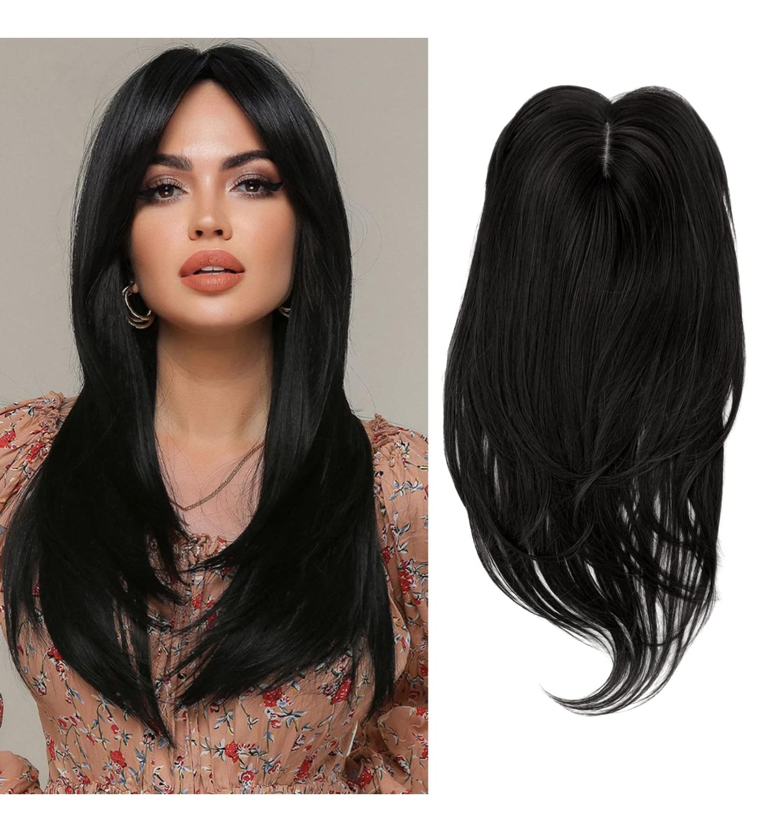 18 Thinning Hair Topper for Women - Soft Hair Extensions with Big Base - Clip-in Hair Piece for Hair Loss - 1B# Color - Buy Online on GoSupps.com