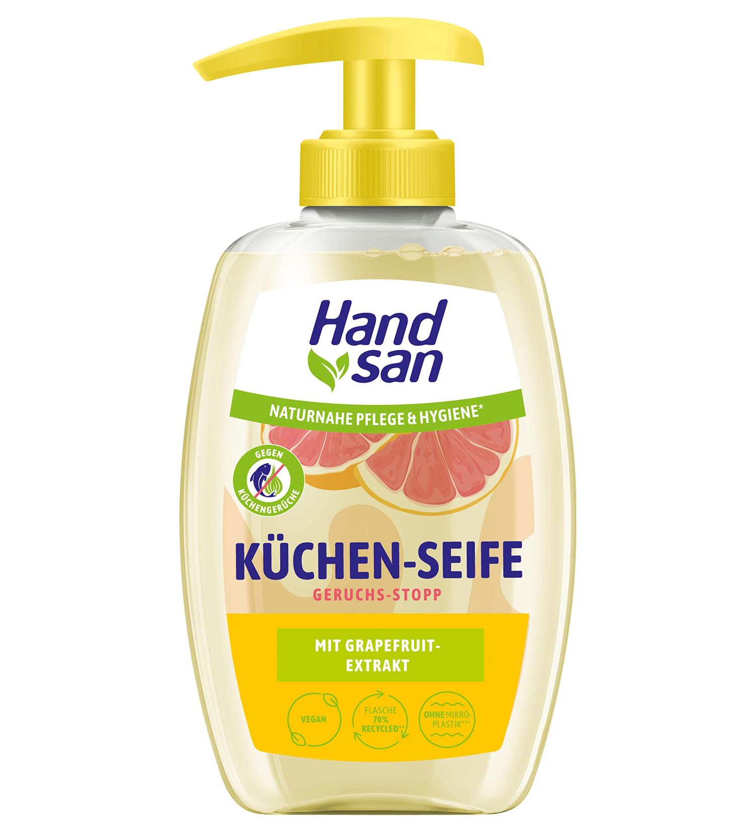 Hand San Liquid Soap - 300 ml | Nourishing Glycerin & Natural Grapefruit Extract | Odor-Eliminating Kitchen Soap | International Shipping Available - Buy Online on GoSupps.com
