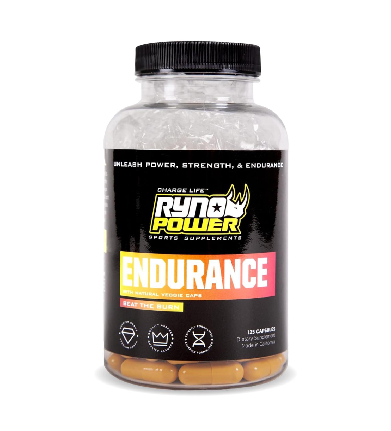 Ryno Power Endurance Capsules - Workout Harder and Longer - Reduce Lactic Acid Build-Up and Deliver More Oxygen to Your Muscles | 125 Capsules (25 Servings) - Buy Online on GoSupps.com