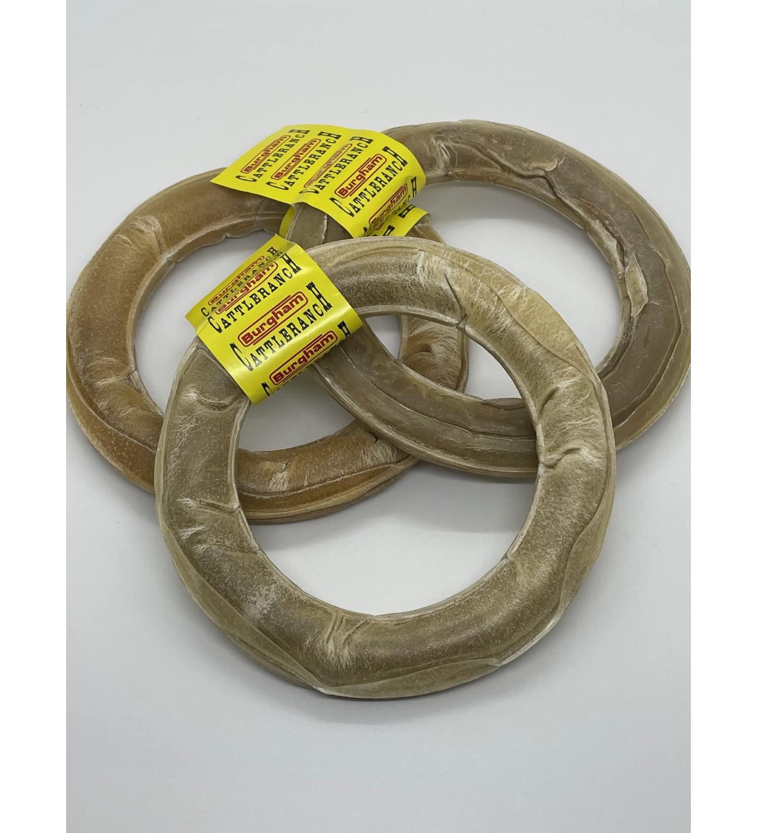Cattle Ranch Dog Treats Rawhide Ring Chews All Natural Supports Dental Health High in Protein and Low in Fat Stimulates and Entertains by Satisfying Dog s Natural Urge to Chew 6" 3pack - Buy Online on GoSupps.com