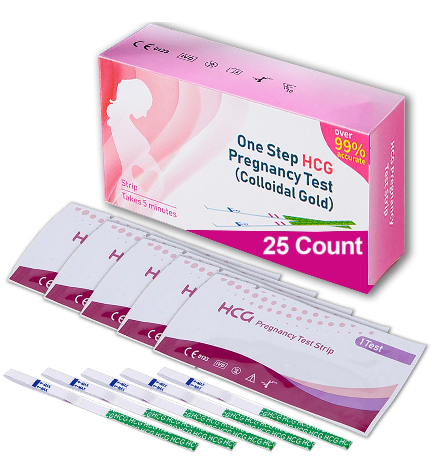 25 Sensitive HCG Pregnancy Test Strips - Accurate Home Testing for Early Pregnancy with Over 99% Accuracy - Buy Online on GoSupps.com