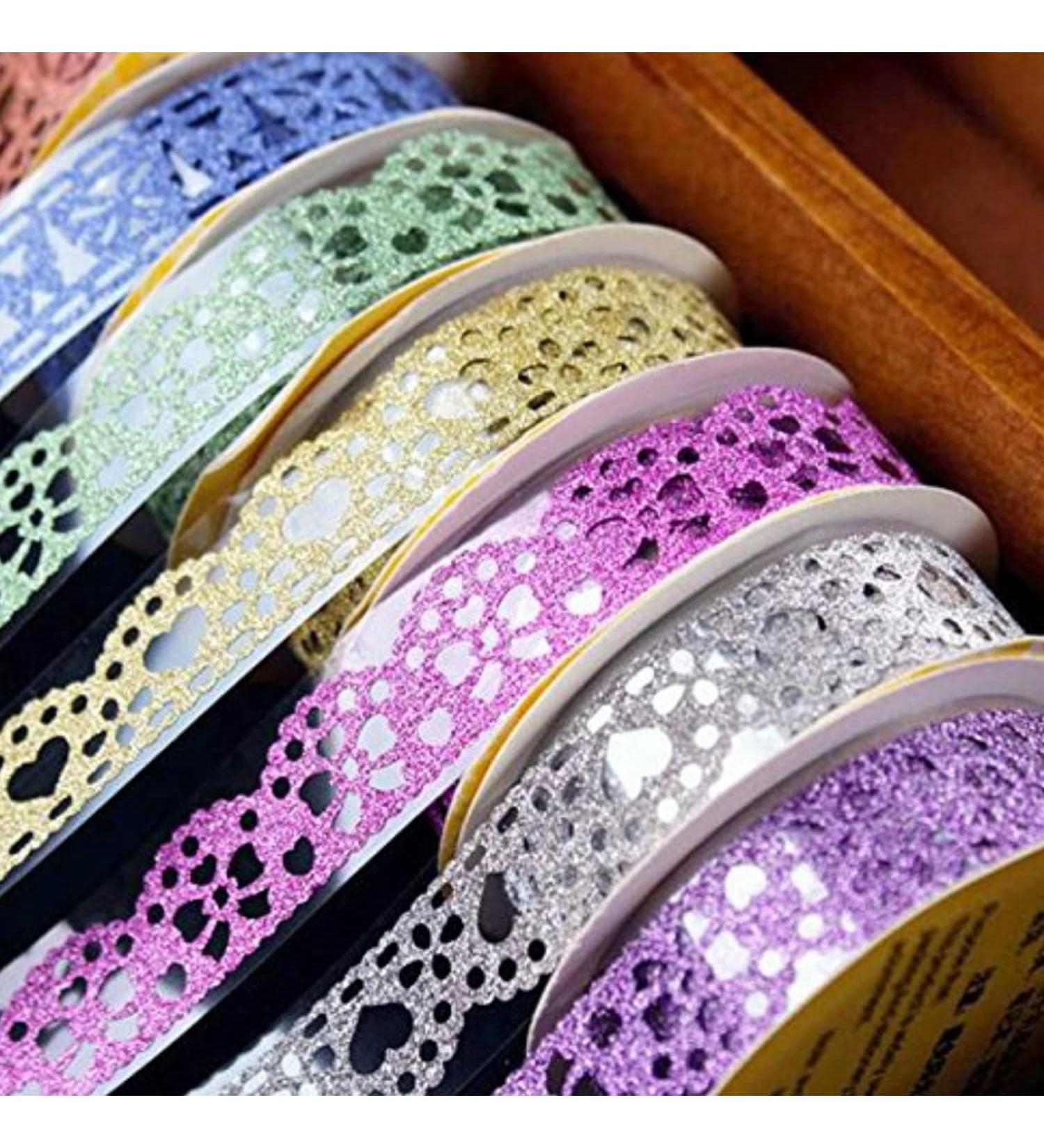 SALLYFASHION Lace Washi Tape - 6 Roll Glitter Bling Self-Adhesive Diamond Masking Tape for Scrapbooking and DIY Crafts - Random Color Style-2 - Buy Online on GoSupps.com