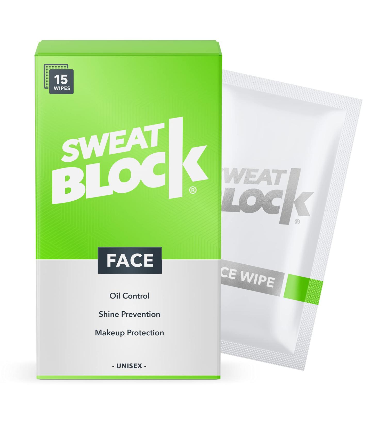 SweatBlock Daily Antiperspirant Face Wipes - Oily Skin Control & Makeup Protection - 15 Wipes - Buy Online on GoSupps.com